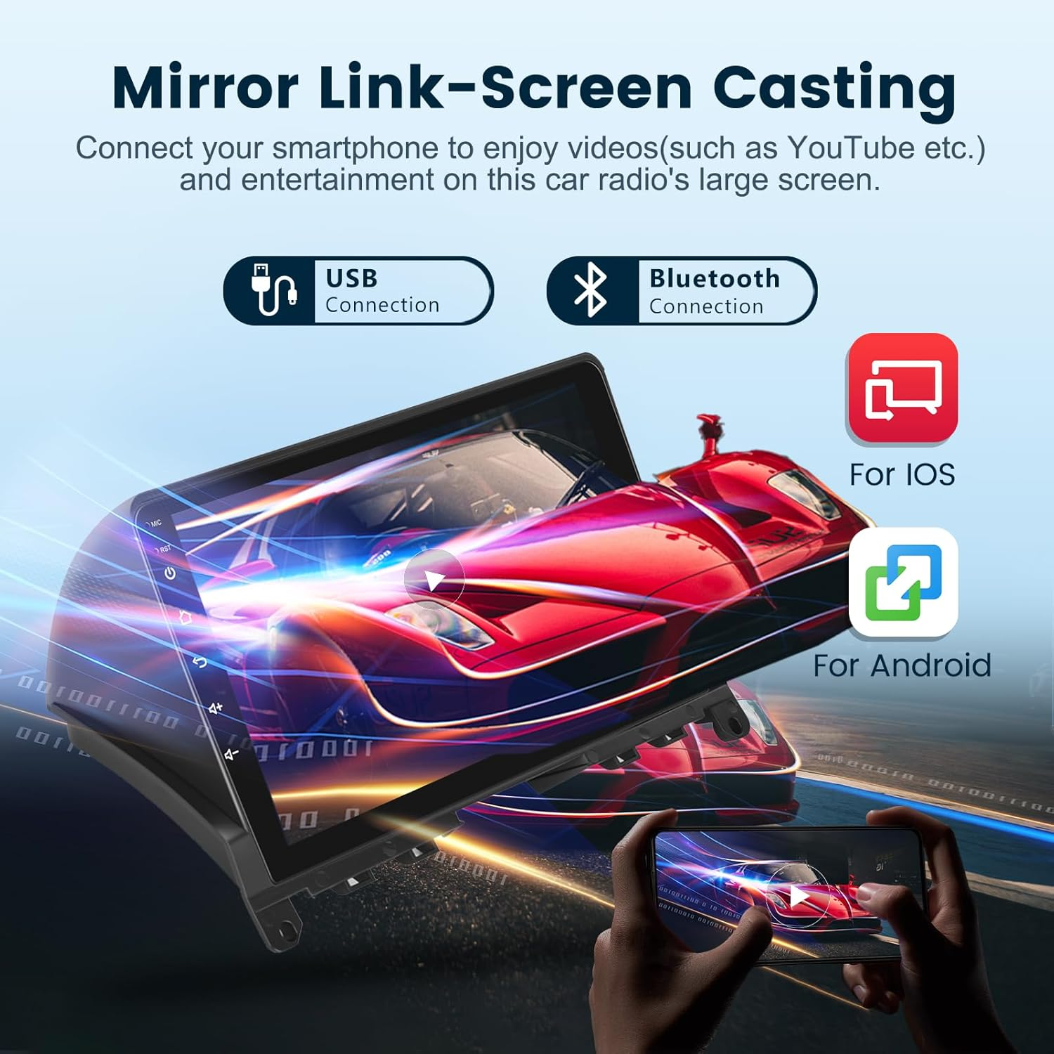 2+64G Android Car Stereo for Mercedes Benz C Class W204 2006-2011 with Wireless Apple Carplay&Android Auto, 9" Touch Screen Car Radio Support Bluetooth GPS Wifi Hifi USB SWC FM/RDS+HD Backup Camera image number 5