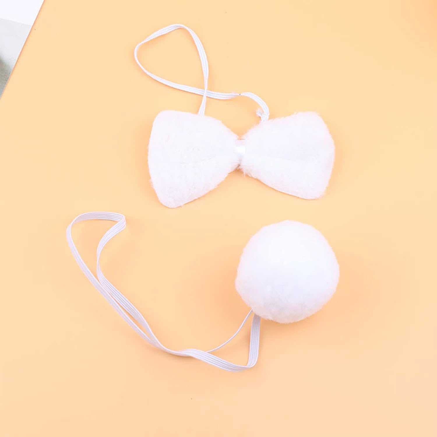 Aoozleny Bunny Rabbit Costume Set, Ears Headband Bow Ties Tail Set for Halloween Christmas Cosplay Party Costume Assesories - White image number 2