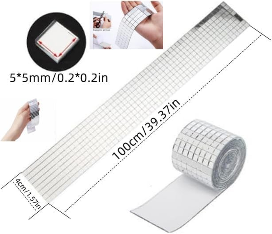 Mosaic Tiles, 3200 Pcs 5 X 5 Mm Self Adhesive Disco Tiles, Square Mirror Mosaic Stickers Decals for Interior Decoration, DIY Crafts, Home Decoration, Card Making, Art Collage and Disco Ball Projects &hellip; - Silvery image number 4