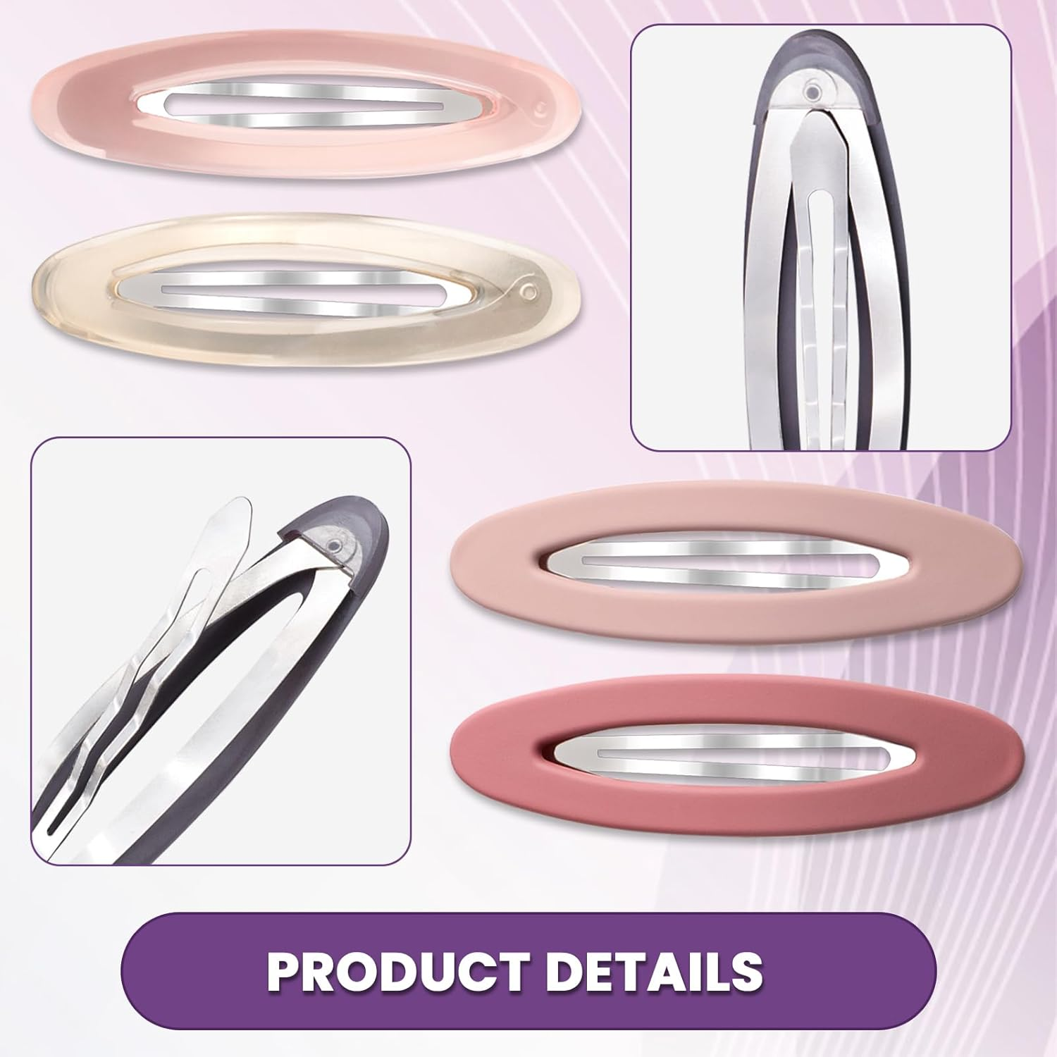 14 Pcs Oval Snap Hair Clips Non-Slip Large Snap Hair Clips Matte Glossy Snap Hair Clips Oval Hair Barrette Hair Accessories for Thick Thin Fine Hair Women Girls (3.5Inch) image number 2