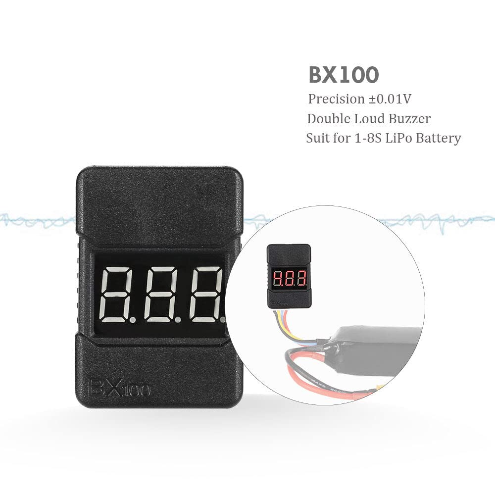 BX100 1-8S Lipo Battery Voltage Tester Low Voltage Buzzer Alarm with LED Indicator