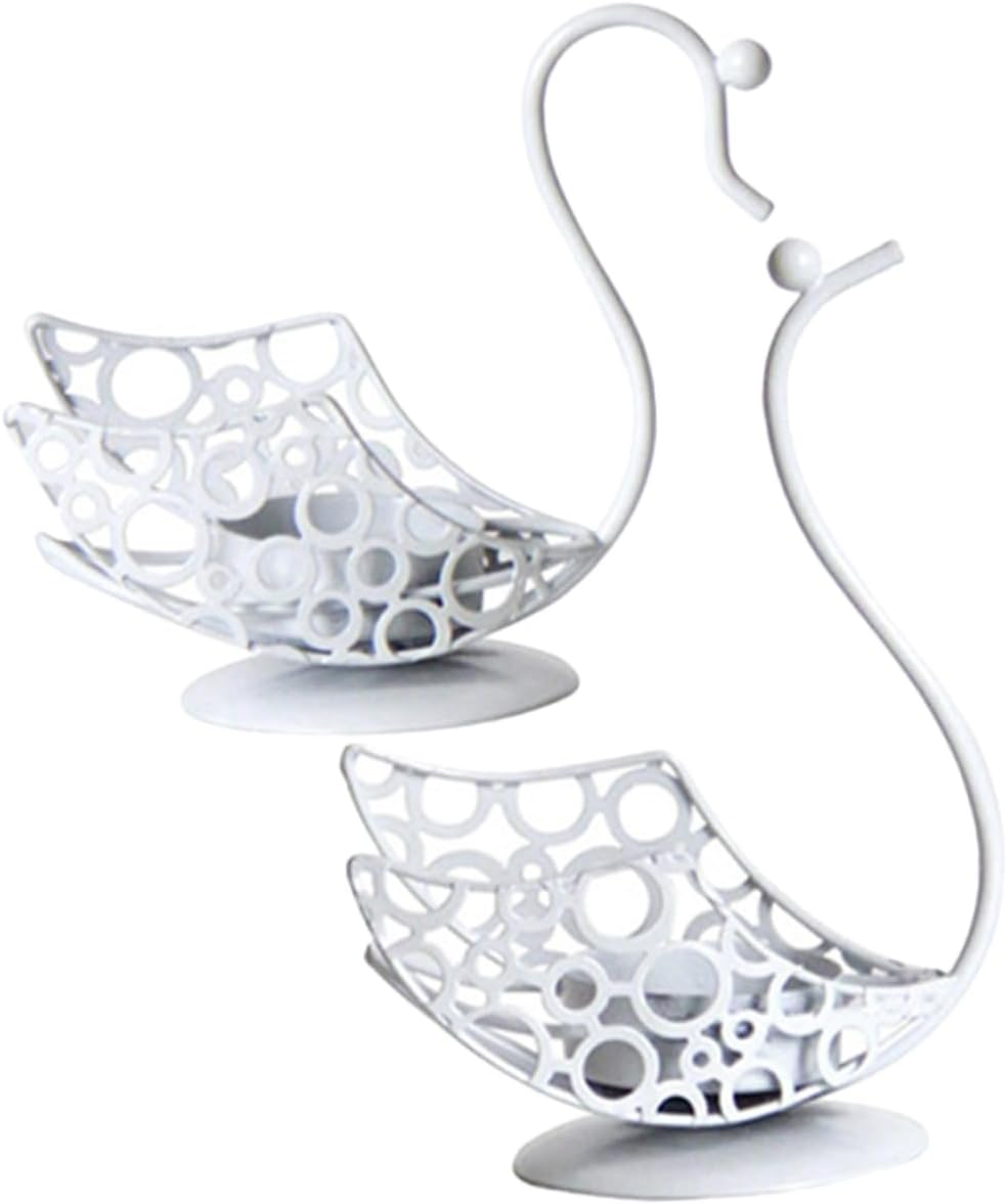 Yardenfun 2Pcs Elegant Swan Shape Candle Holders Sturdy Iron Decorative Candlestick Holders for Home Decor image number 1
