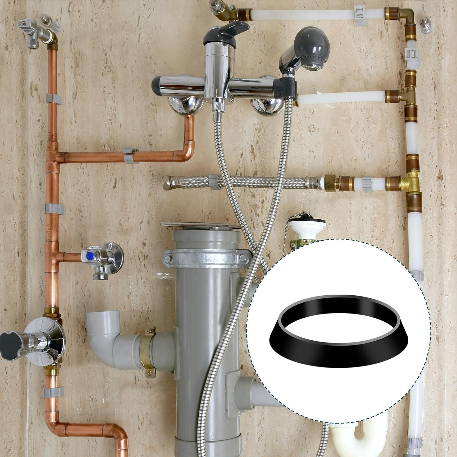 12Pcs Silicone Sealing Washer for Taper Gasket, Good Sealing Washer for Drain Hose for 1 1/2 Inch Drain Hose for Sealing Sink Drains image number 2