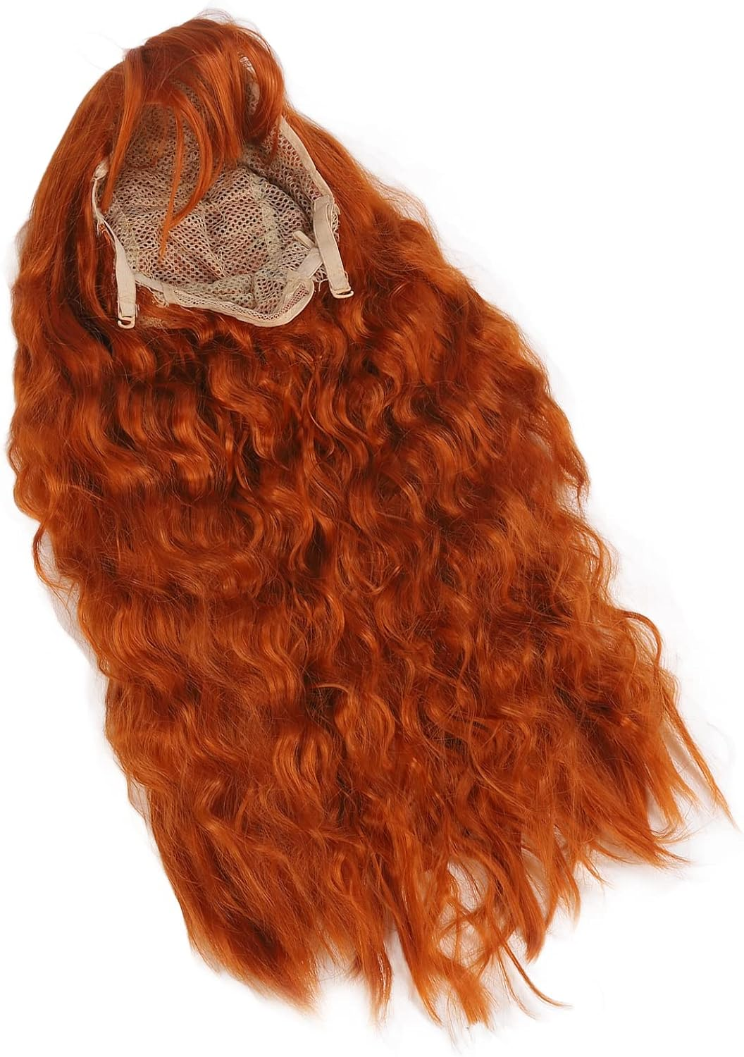 Women Hair Wig, Women Hair Toupee Long Wavy Elastic for Halloween for Female (Dirty Orange) image number 3