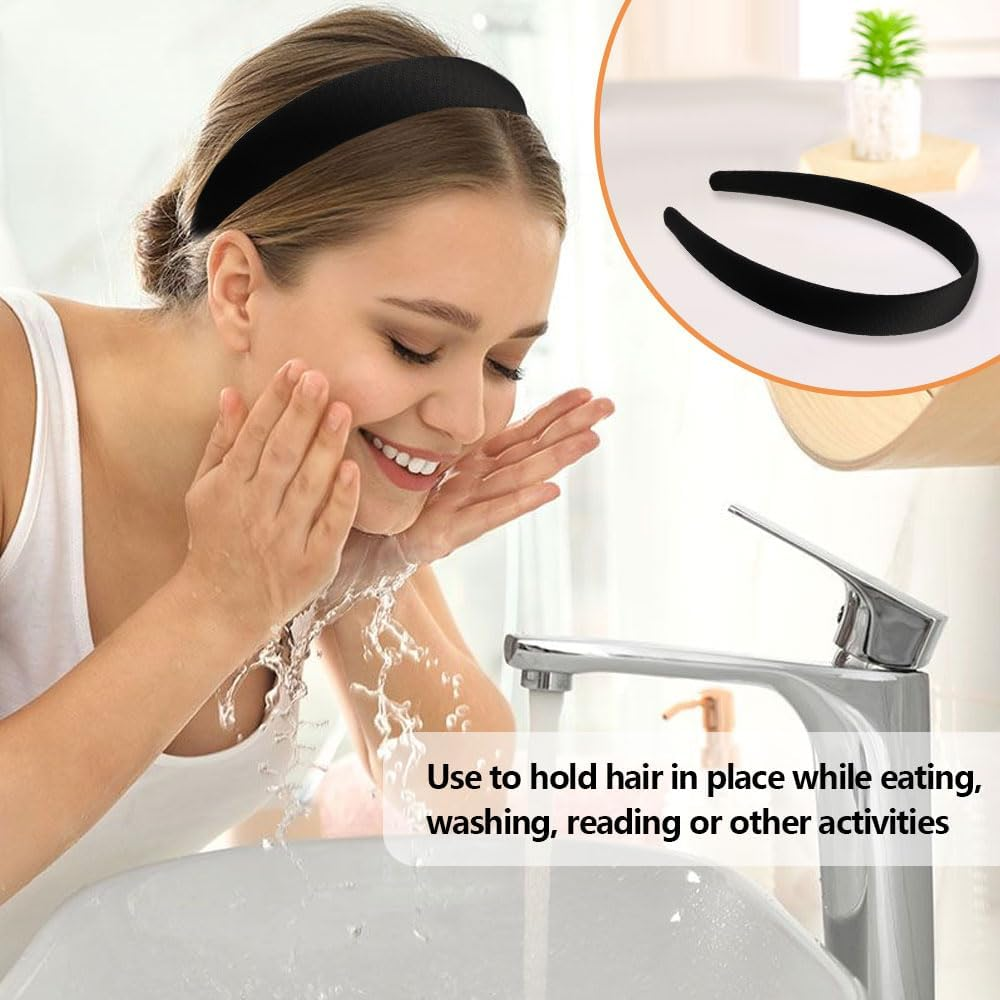 Pack of 4 Simple Women'S Headbands, 1.5 Cm / 2 Cm Wide, Flexible, Non-Slip Hairband, Vintage Plastic Headband, Black, Fashion, Comfortable, Wide, Hard Headband for Women, Girls, Christmas Party image number 4