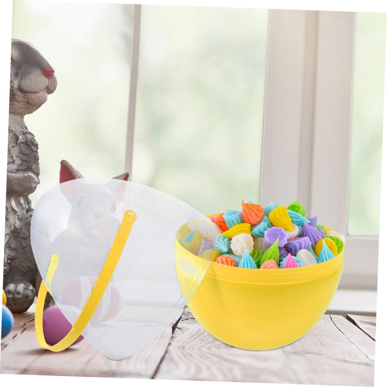 PLAFOPE 2 PC Jumbo Easter Egg Giant Plastic Eggs with Handles Large Containers Plastic Egg Shaped Buckets Baskets for Easter Hunt Party Favor Decoration Yellow - Sky-Blue image number 5