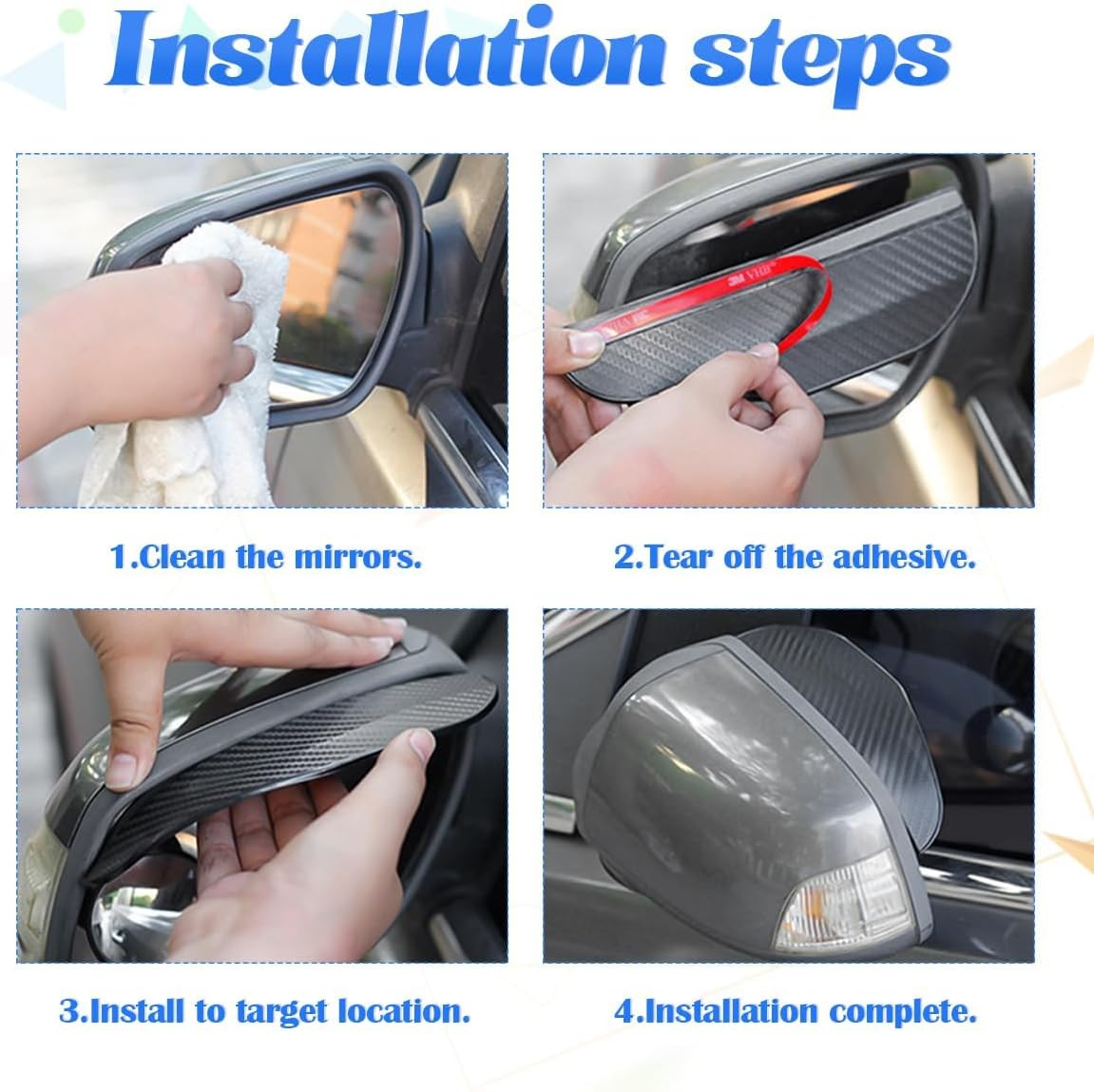 Car Rear View Mirror Rain Visor Guard, 2 Pcs Black Rain Eyebrow for Side Mirror, Waterproof Auto Mirror Visor Smoke Guard Cover, Accessories for Most Car SUV Truck (Black) image number 5