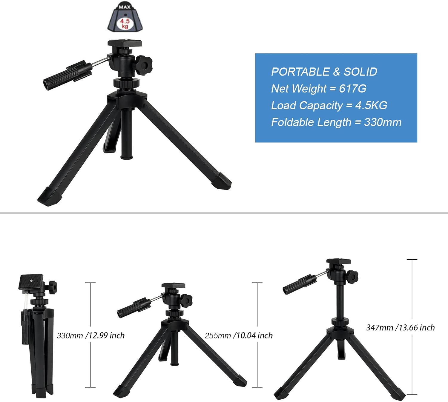 SVBONY SV146 Tabletop Tripod, Spotting Scope Tripod, Adjustable Portable Tripod for Spotting Scope Binoculars Monoculars DSLR Cameras image number 1