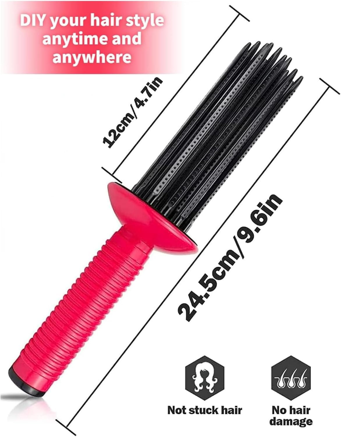 Curling Roll Comb, Curly Hair Brush Styling Tool, Air Volume Comb, Curly Hair Styler Tool, Portable Anti?Slip Curling Wand for Hair Styling image number 4