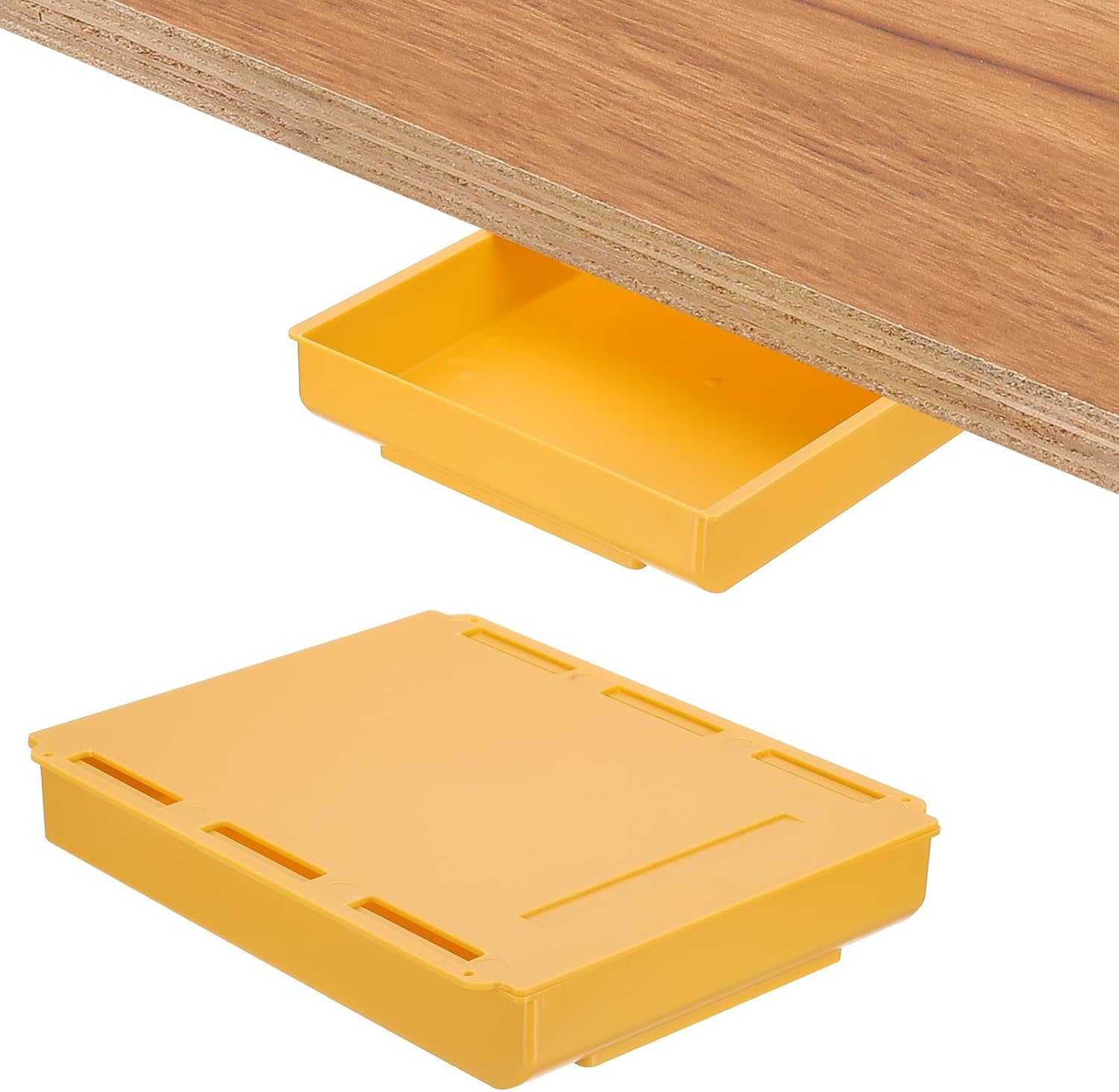 Uxcell under Desk Drawer, 2 Pcs under Table Storage Self-Adhesive Attachment Drawers Organizer for Pens Standing Desk Office Studio Home, Gray, Large