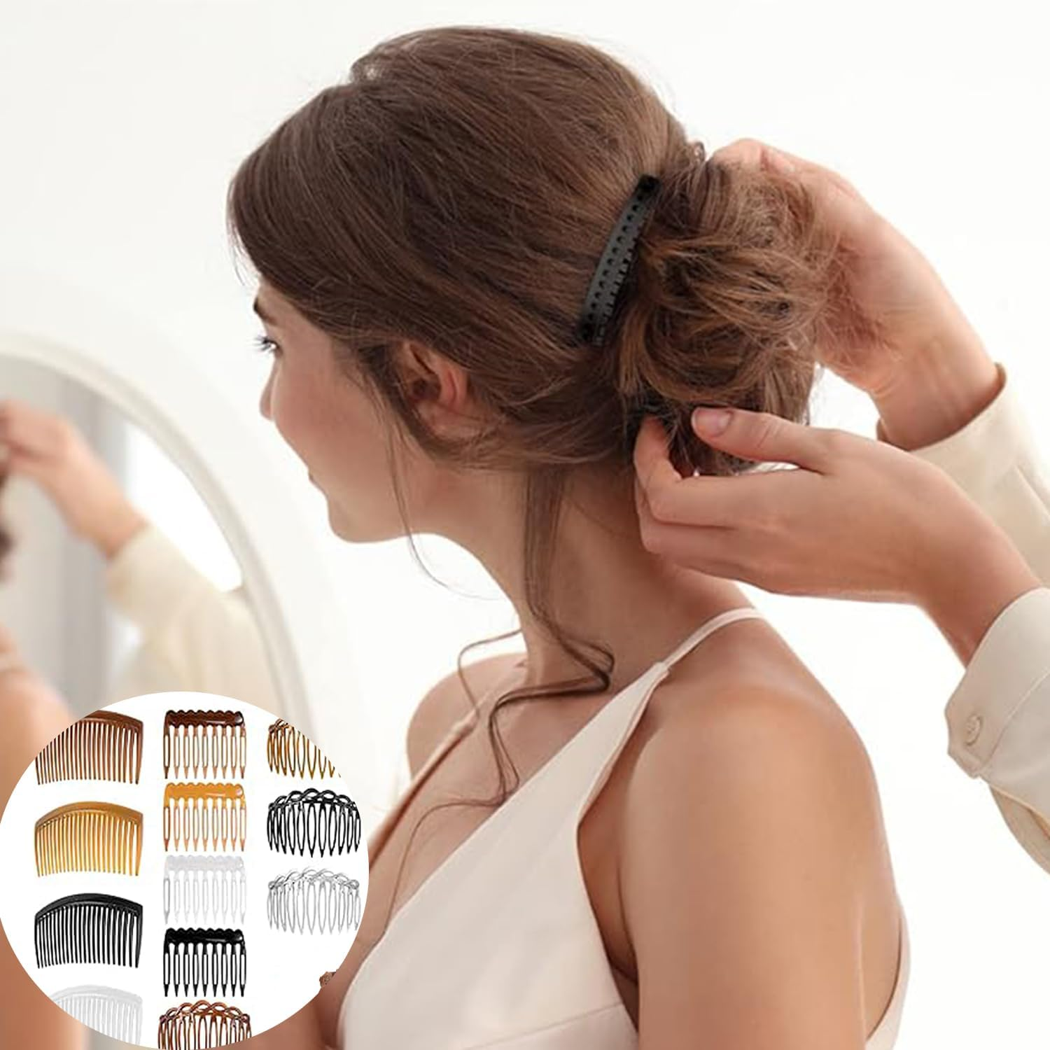 Roczential Comb Clip, Small French Comb, Hair Combs, 12 Pieces Plastic Teeth Hair Combs, Accessories for Women Bridal Wedding Veil Girls Thick and Fine Hair, Plastic Hair Twist Decorative Comb.