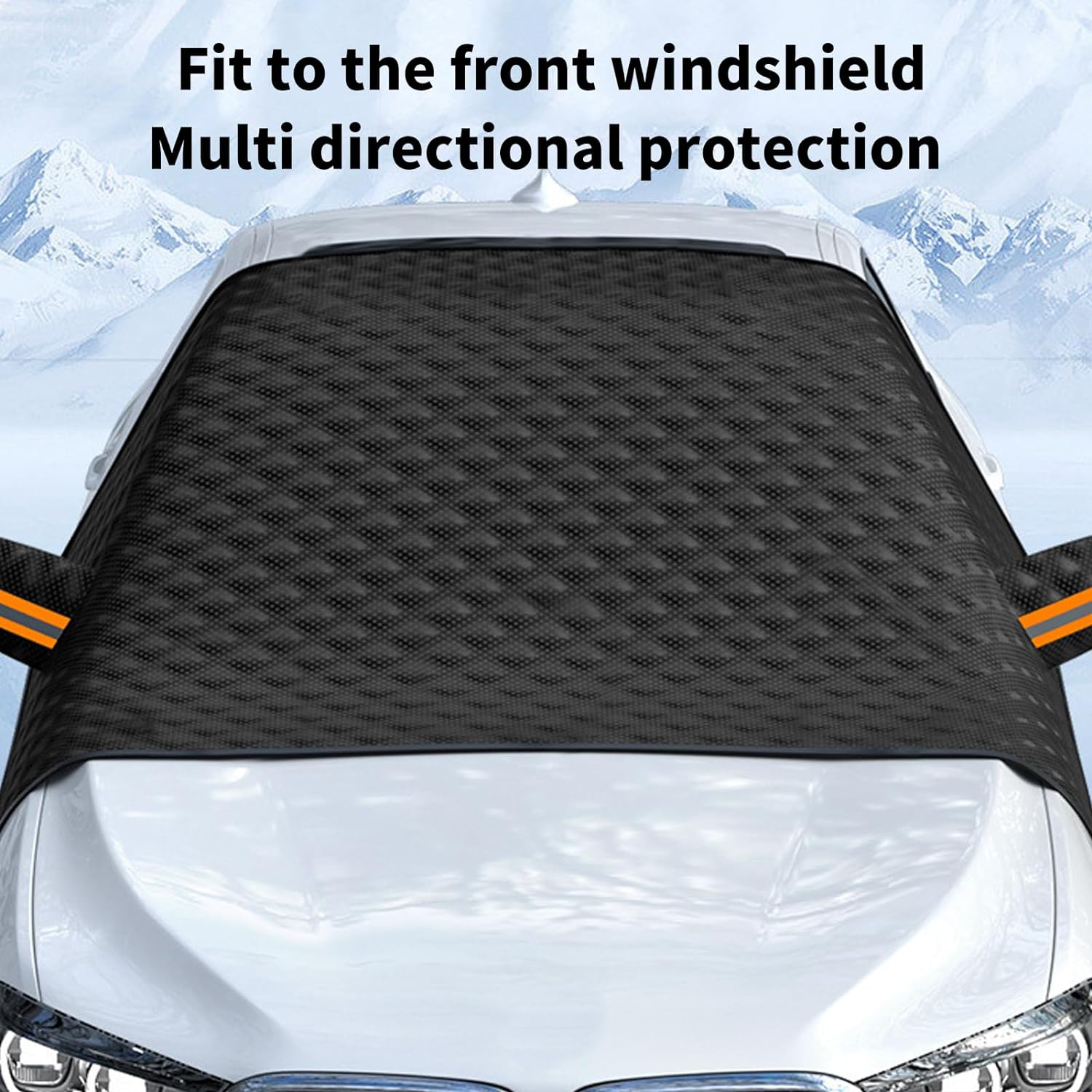 GUYOS Car Windscreen Cover Windshield Magnetic Snow Cover Windshield Front Cover anti Rain Snow Frost Sun Protection Cover Dust Protector with Magnet Reflective Strip Design image number 5