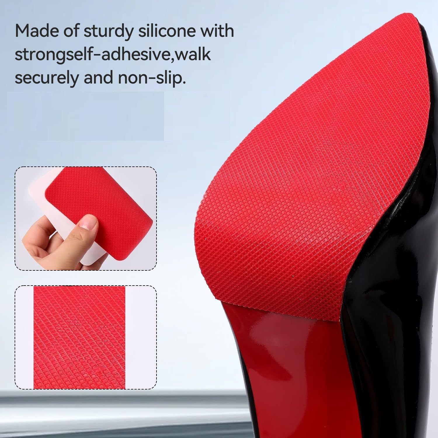 4 Pack Non-Slip Shoe Bottom Protector,Shoe Gummies on Bottom for High-Heels Leather Shoes,Grip Pads,Shoes Cover Bottoms for Women (Red) image number 4