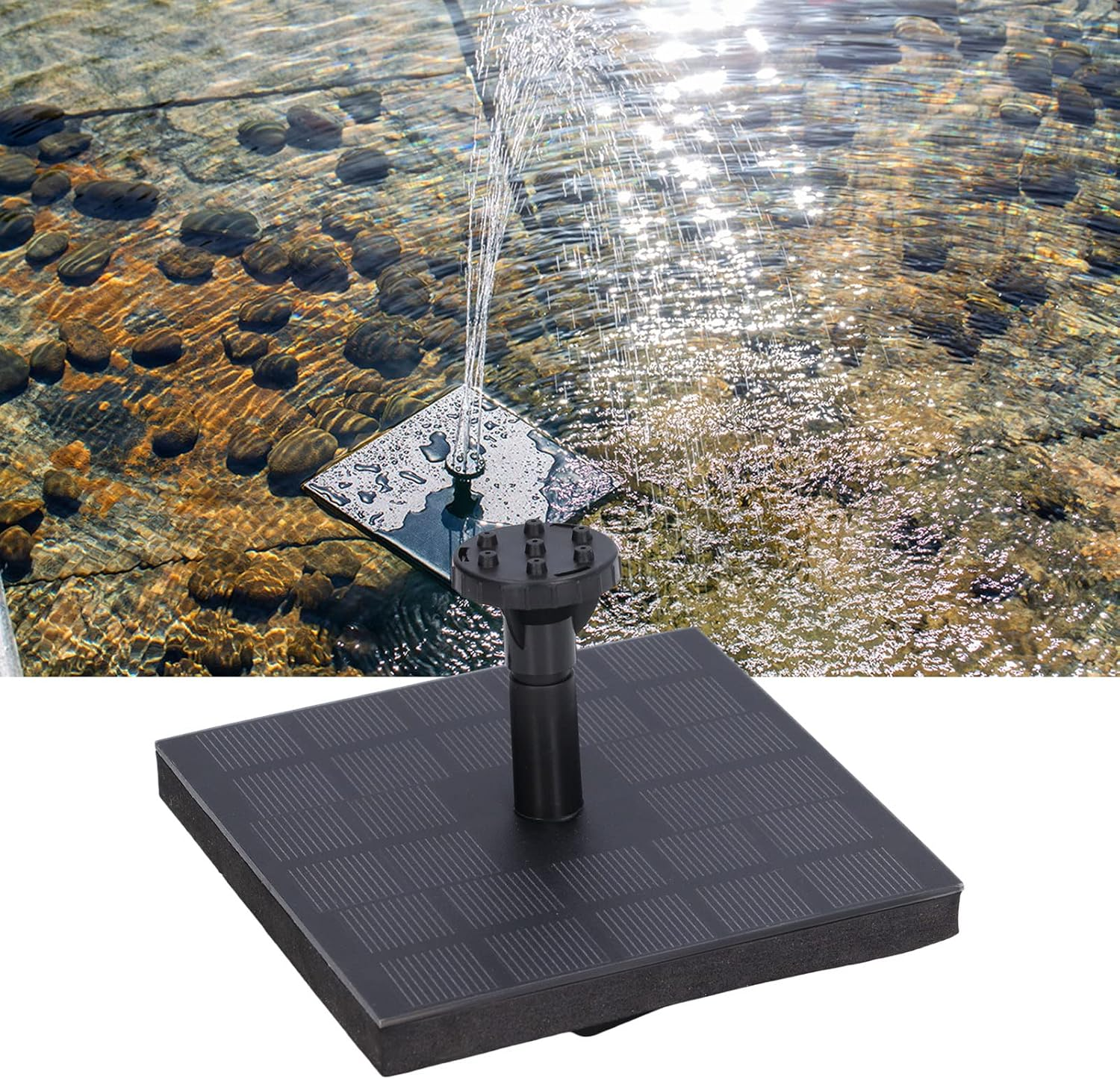 Solar Fountain Pump, Monocrystalline Solar Water Fountain Pump, Square Floating Outdoor Waterscape Fountain Pump for Patio Garden image number 5