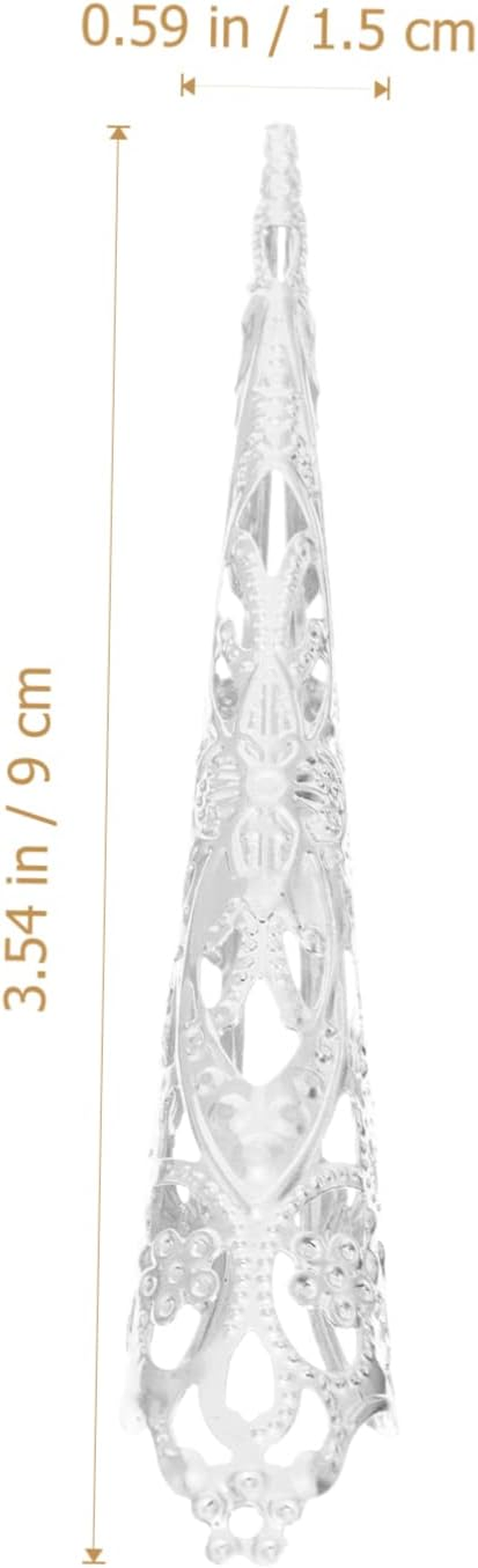 WOONEKY Queen Fingernail Nail Rings Set 8Pcs Gold Long 12Cm Classic Style Finger Tip Accessories for Cosplay and Fashion image number 4