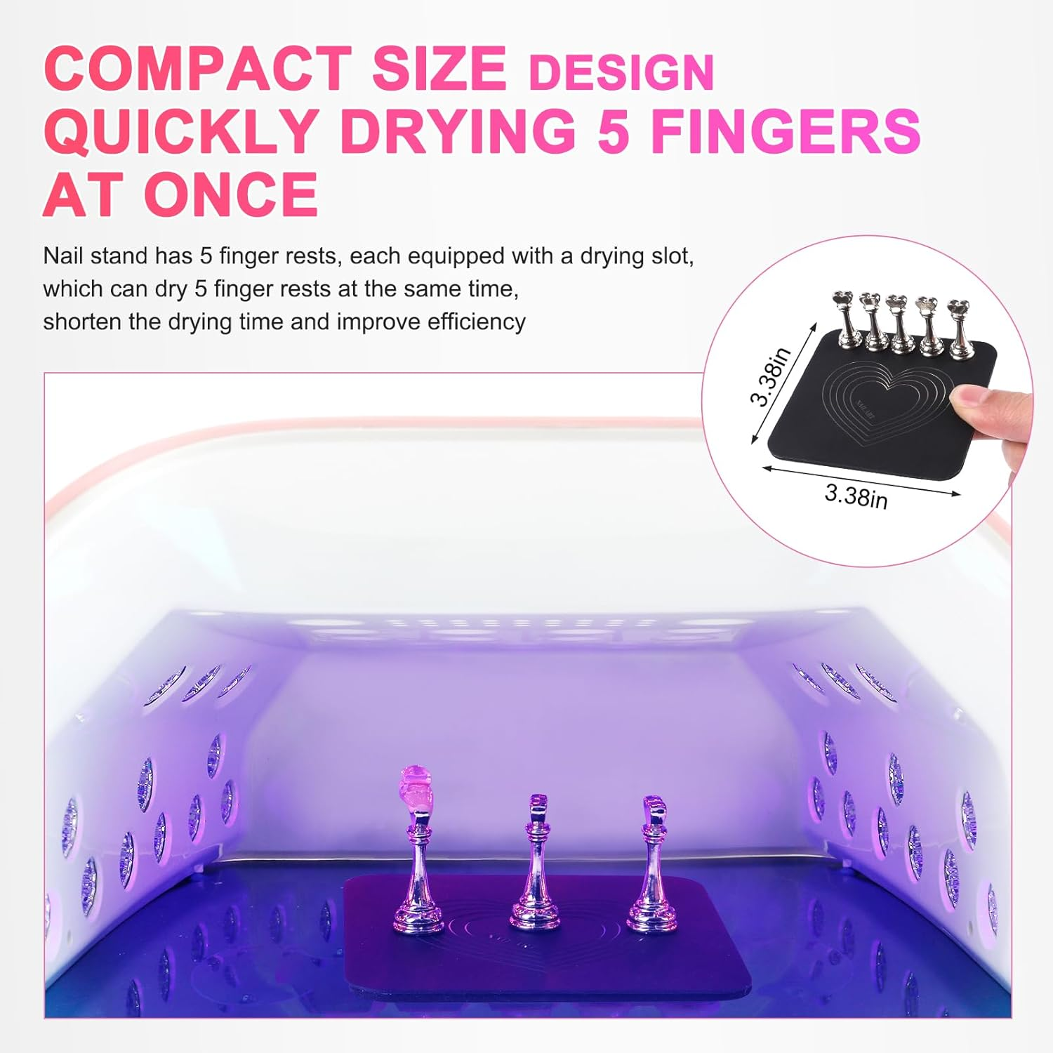 ANGNYA Nail Stand for Press Ons, Fake Nail Holder for Painting Nails, Super Magnetic Base for Painting Display Holder with Reusable Adhesive Putty for Home DIY Salon Supplies (Black) image number 5