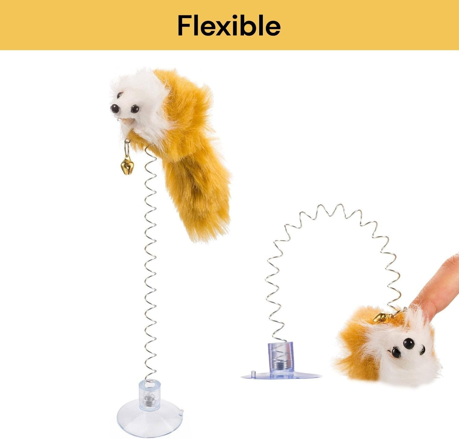 EZONEDEAL Cat Spring Mouse Feather Play Toy Teaser Bell Wand Interactive Kitten Pet Stick Fun Wand Sucker Toy (Mouse Toy) image number 2
