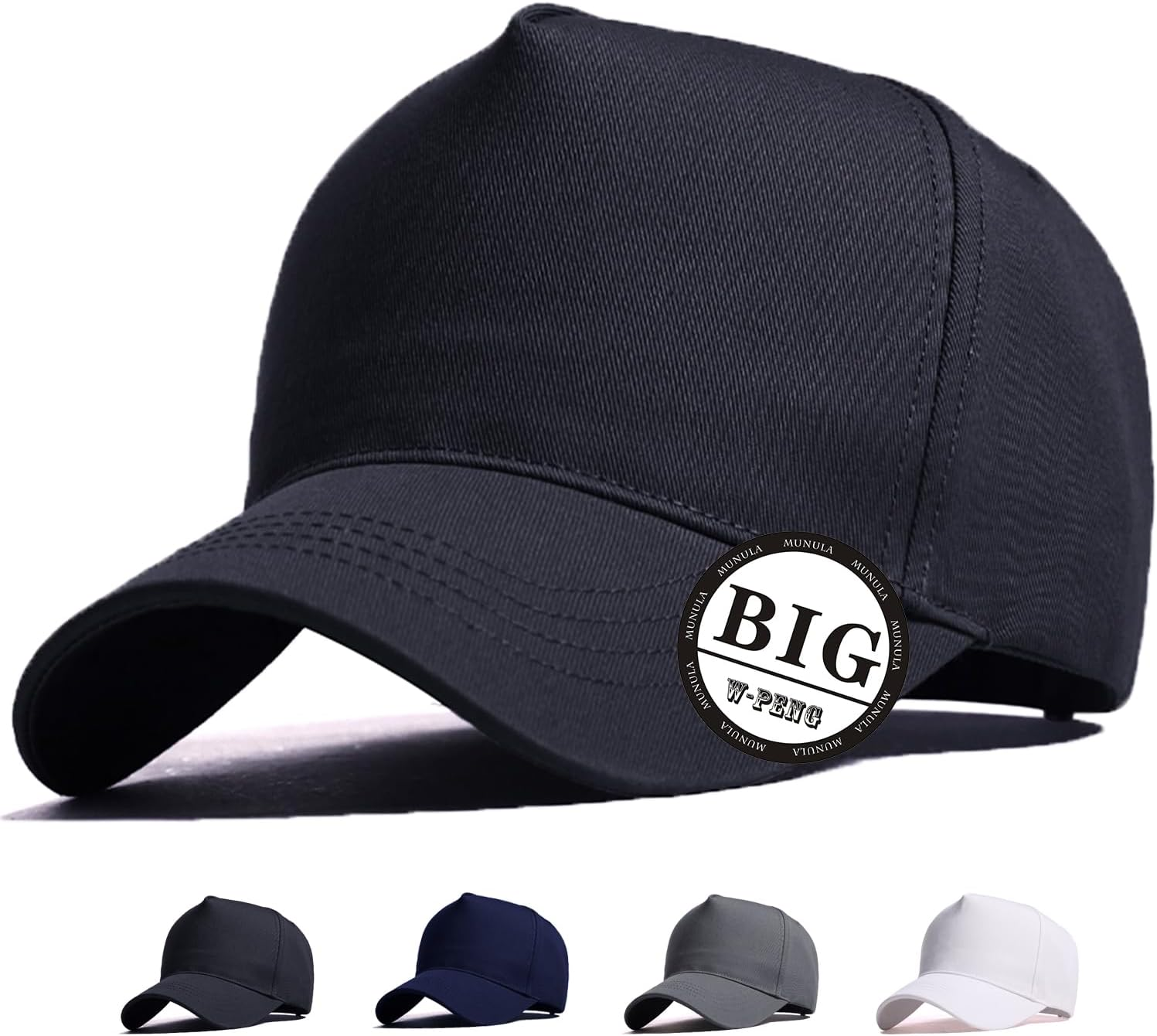 Oversize XXL High Crown Baseball Cap Big Head Hats for Men Dad Hat Adjustable Plain Running Cap 23.6"-25.6"