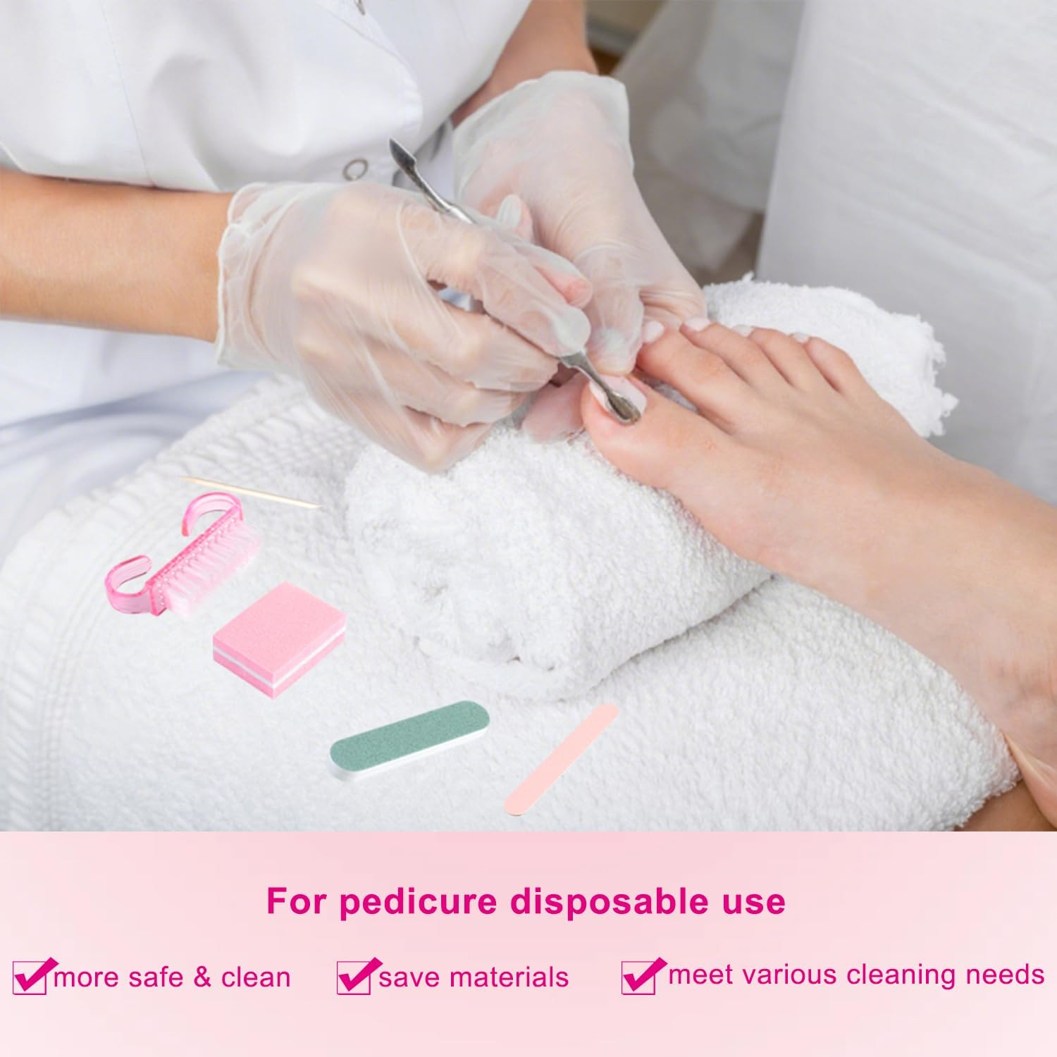 Fcozpjk Disposable Manicure Kit Basics 5PCS Nail Kit, Mini Nail Files Buffers Bulk Handle Grip Brush Orange Wood Stick Individually-Packed Pedicure Set for Fingernails Toenails Salon Supplies 10 Packs