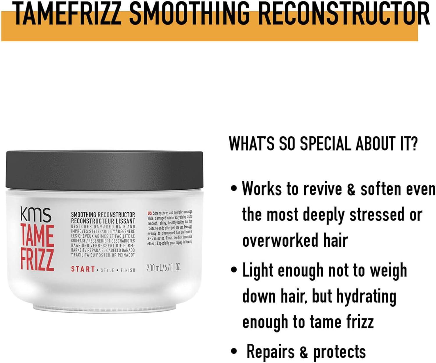 Tame Frizz Smoothing Reconstructor by KMS for Unisex - 6.7 Oz Treatment image number 4