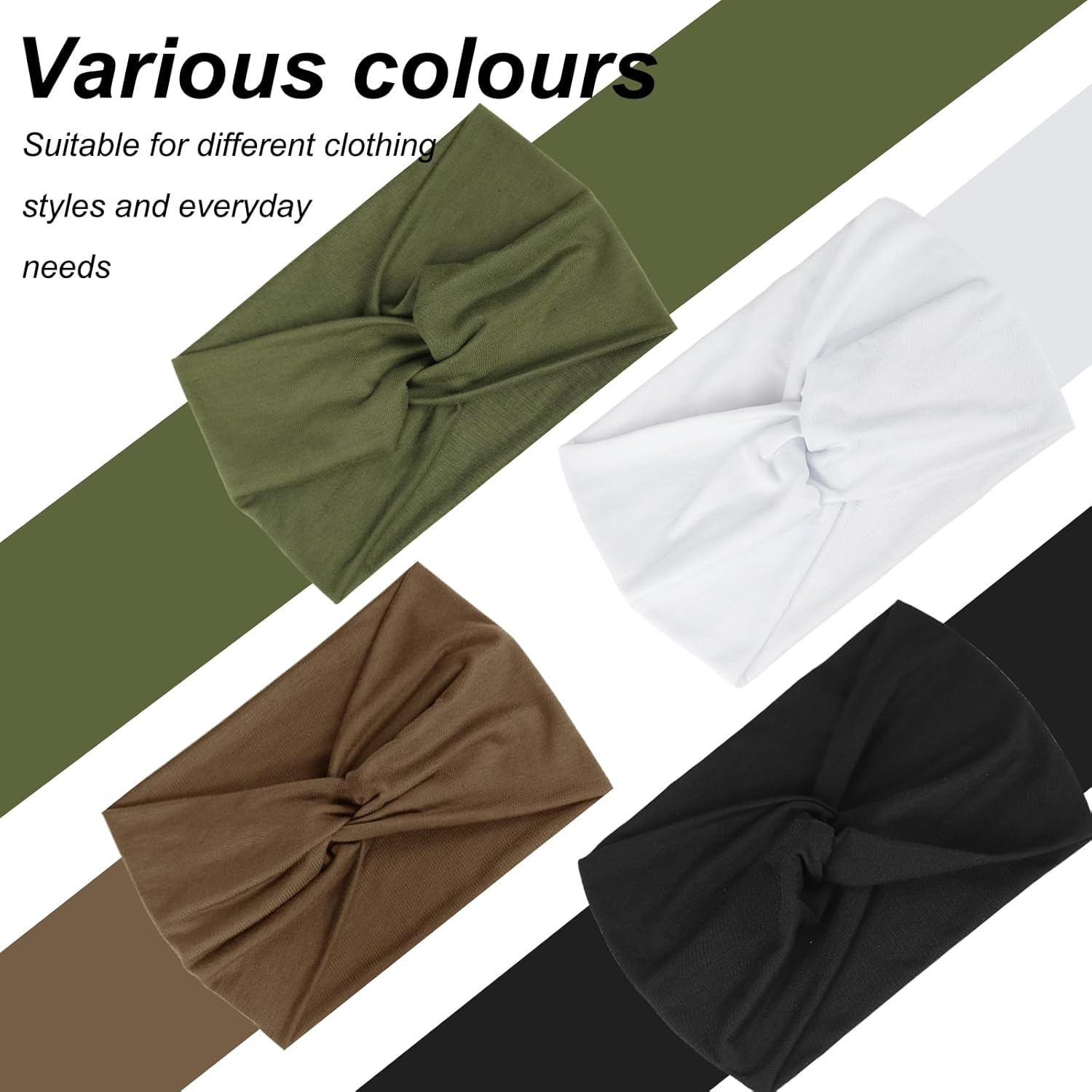 BELEVO Women'S Hair Band, Extra Wide Headband, Women'S Thin 18 Cm Hair Bands, Elastic Headbands, Soft Headbands, Hair Accessories for Yoga Sports, Pack of 4