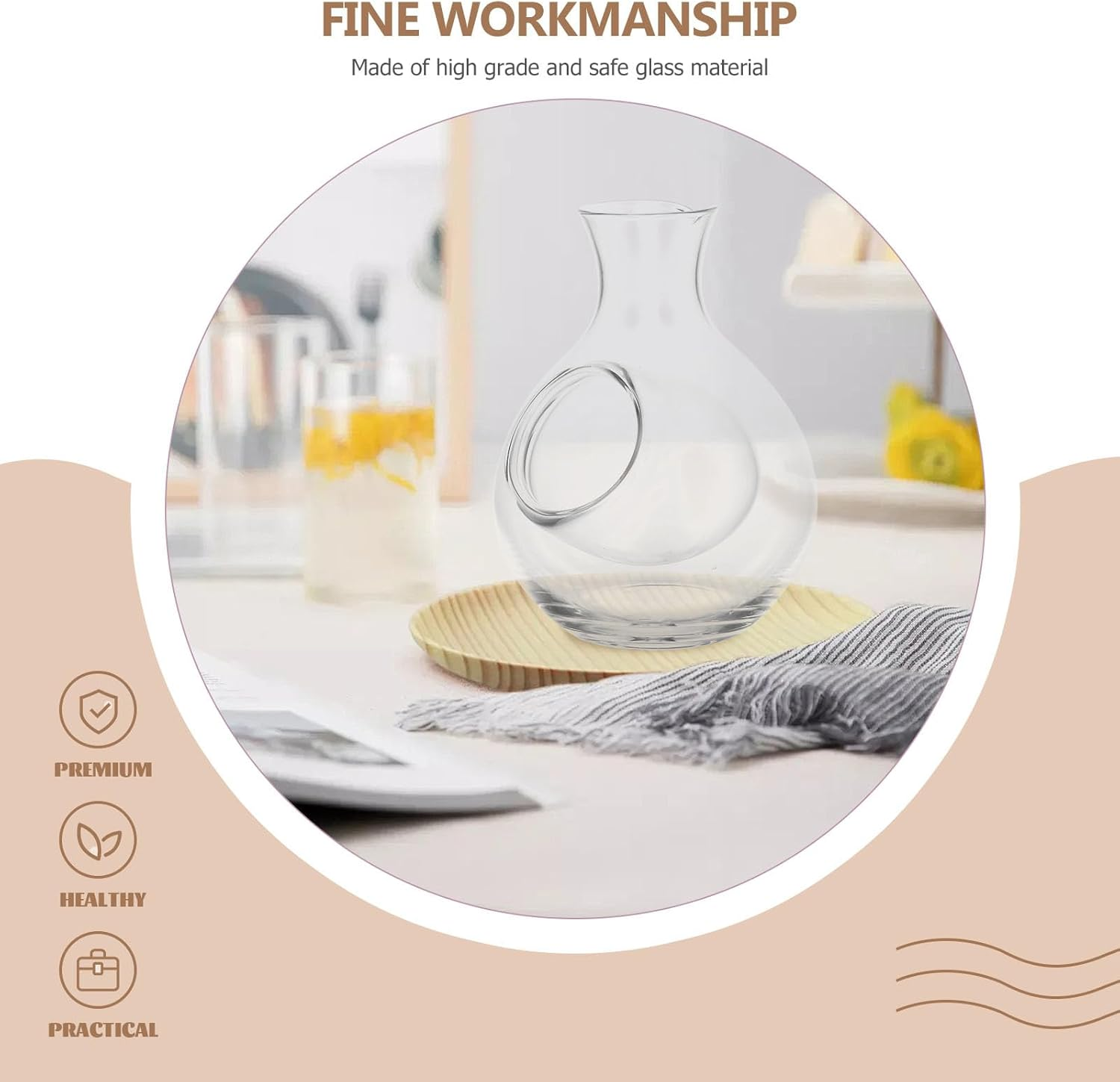 Gatuida Japanese Style 300Ml Crystal Glass Ice Wine Decanter with Slant Spout, Cooling Brandy Container and Glass Liquor Dispenser for Home Dining and Entertaining image number 5