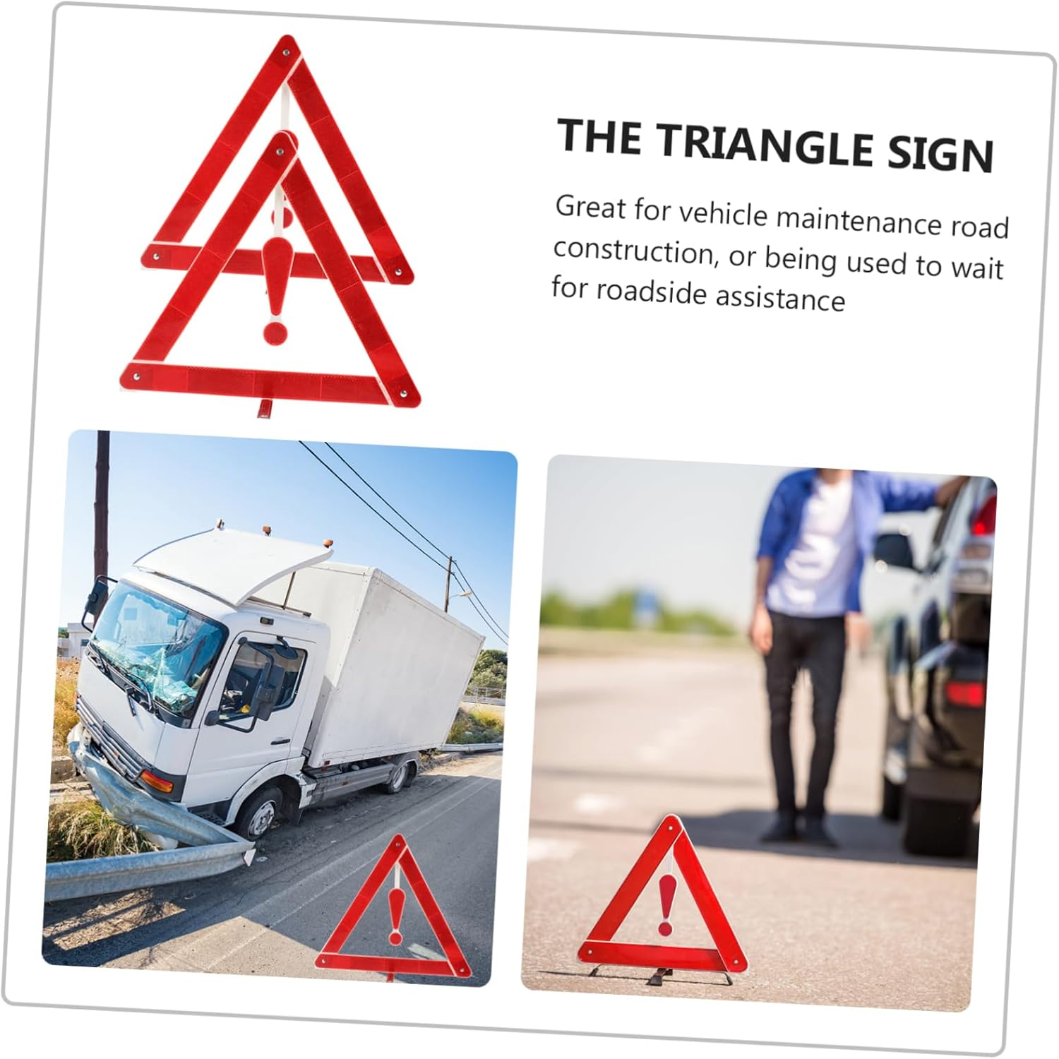 Mikinona 2Pcs Car Safety Triangle Warning Signs Folding Road Safety Kit Durable Reflective Tripod for Vehicle Emergency and Roadside Assistance image number 2