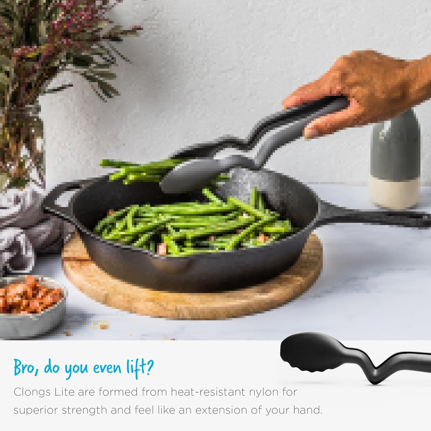 Dreamfarm Clongs Lite Nylon Kitchen Cooking Tongs with Click-Lock Open & Close - 10.5" Black - Black image number 5