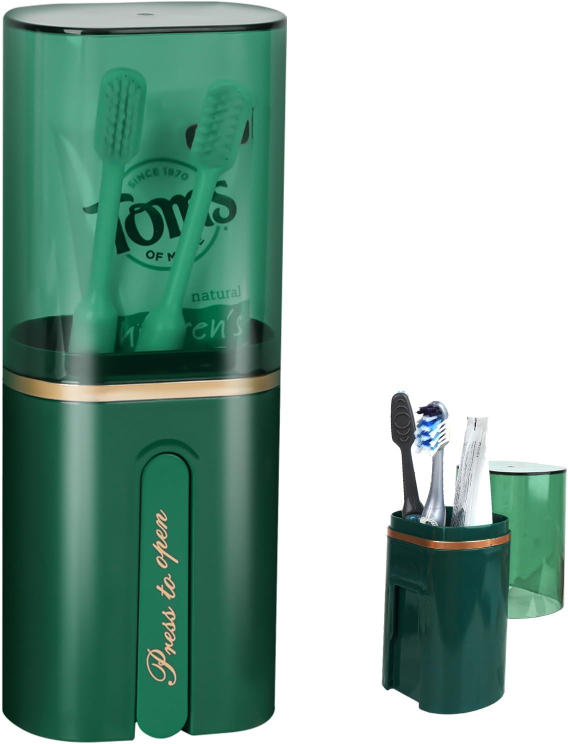 Toothbrush Travel Case, Portable Toothbrush Toothpaste Container with Mouthwash Cup, Wall Mounted Toobrushbrush Holder for Bathroom, Camping, Gym (White)