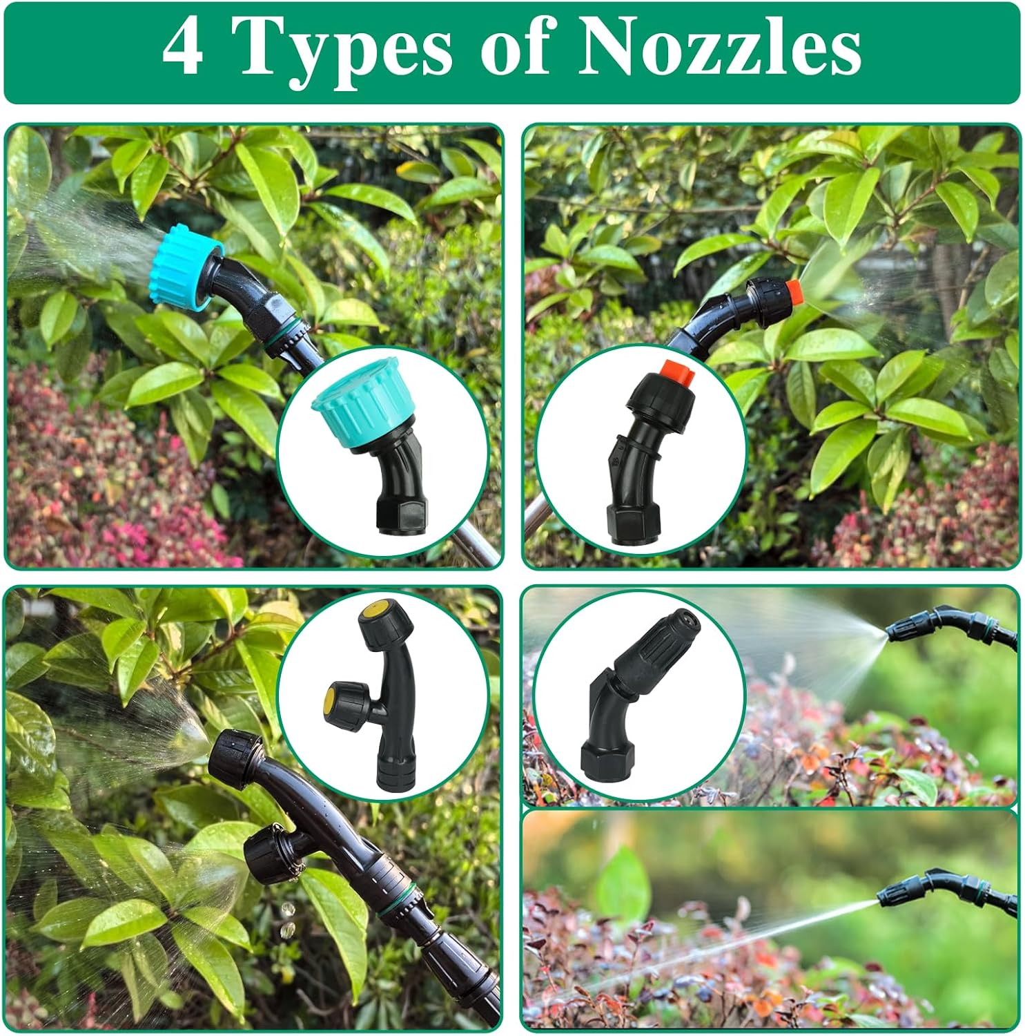 2.1 Gallon/8L Battery Powered Sprayer, Electric Garden Sprayer with 4 Mist Nozzles and USB Rechargeable Handle, Electric Pump Sprayer for Lawn and Garden Watering (1 Speed) image number 5