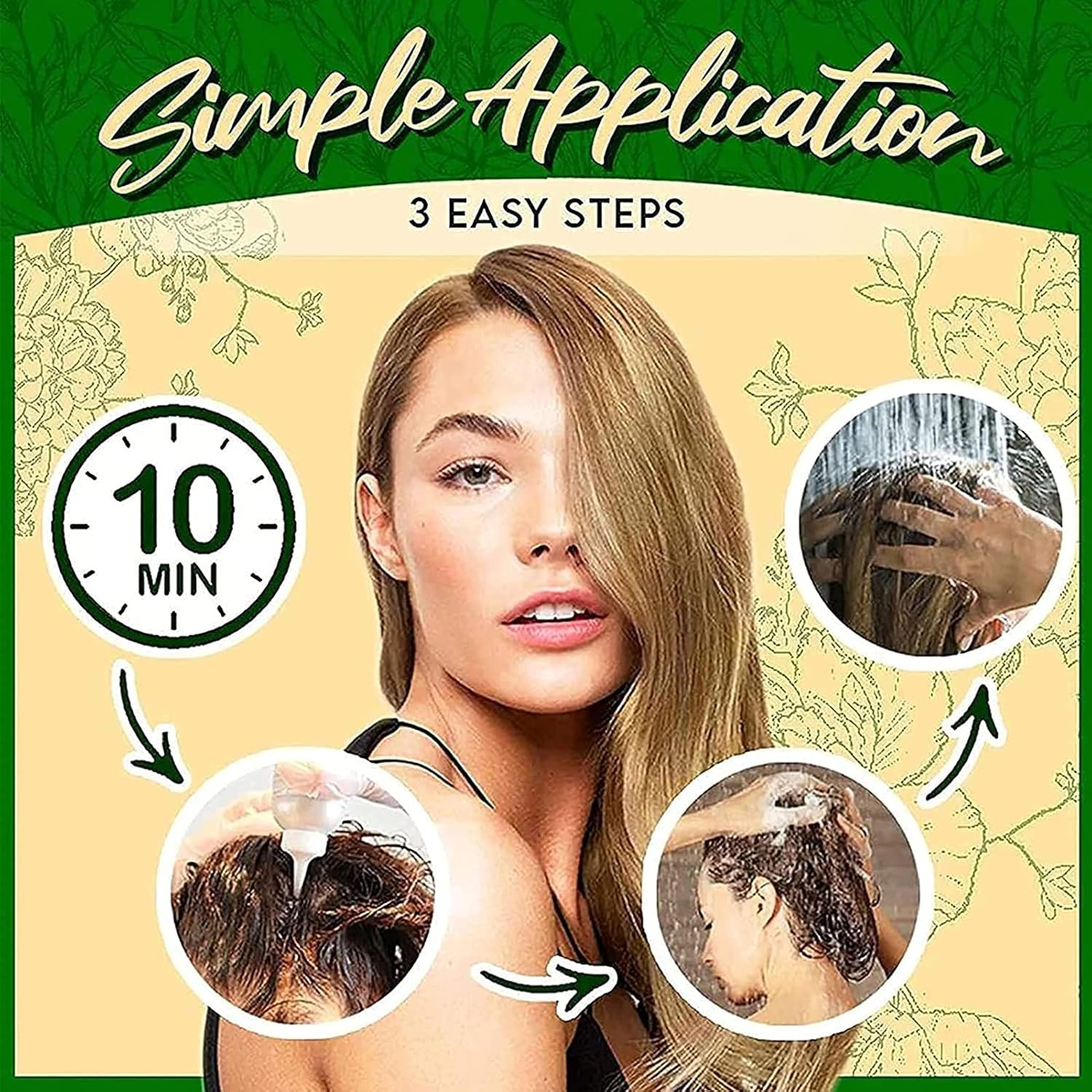 10 Mins Herbal Hair Darkening Shampoo, 500Ml Natural Herbal Hair Dye Shampoo 3 in 1, Multi-Color Hair Dye for Men and Women, Instant Shine Cares for Your Hair (Black) - Chestnut image number 6