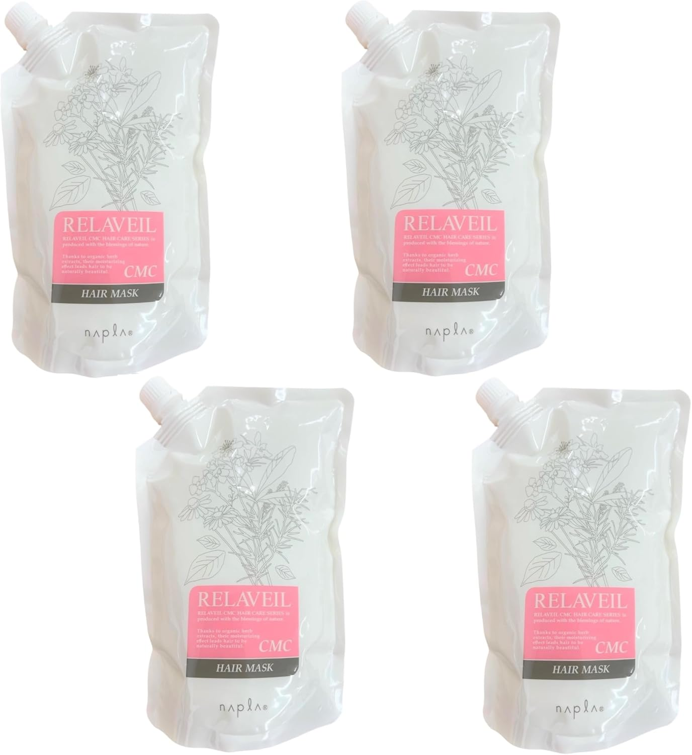 Napra Lila Veil CMC Hair Mask, 33.8 Oz (1,000 G) X 4