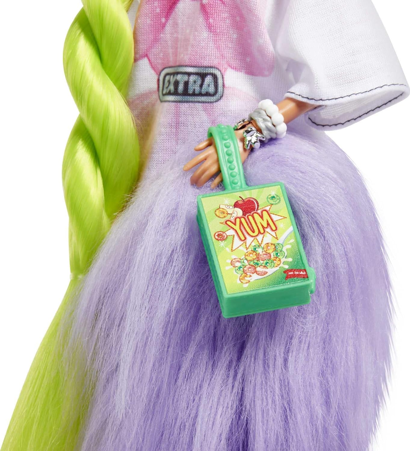 Barbie Extra Doll and Barbie Accessories with Neon Green Hair, Feather Boa and Pet Parrot image number 1