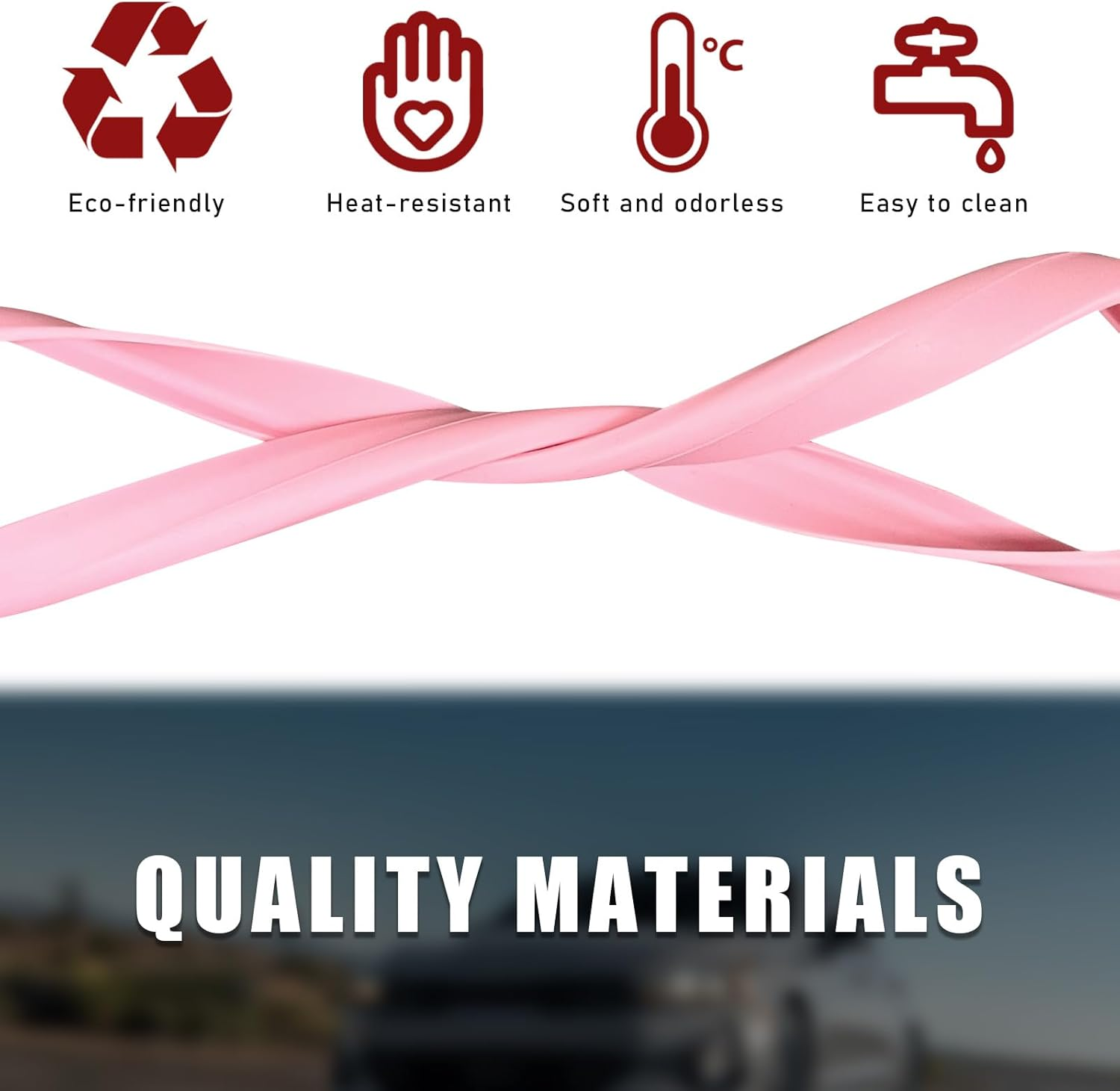 Ohleats Car Rear View Mirror Protector Frame, Silicone Auto Rearview Edge Protection Cover Compatible with Model 3 Model Y, Interior Rear View Trim Frame Decoration, Car Accessories (Pink) - Black image number 3