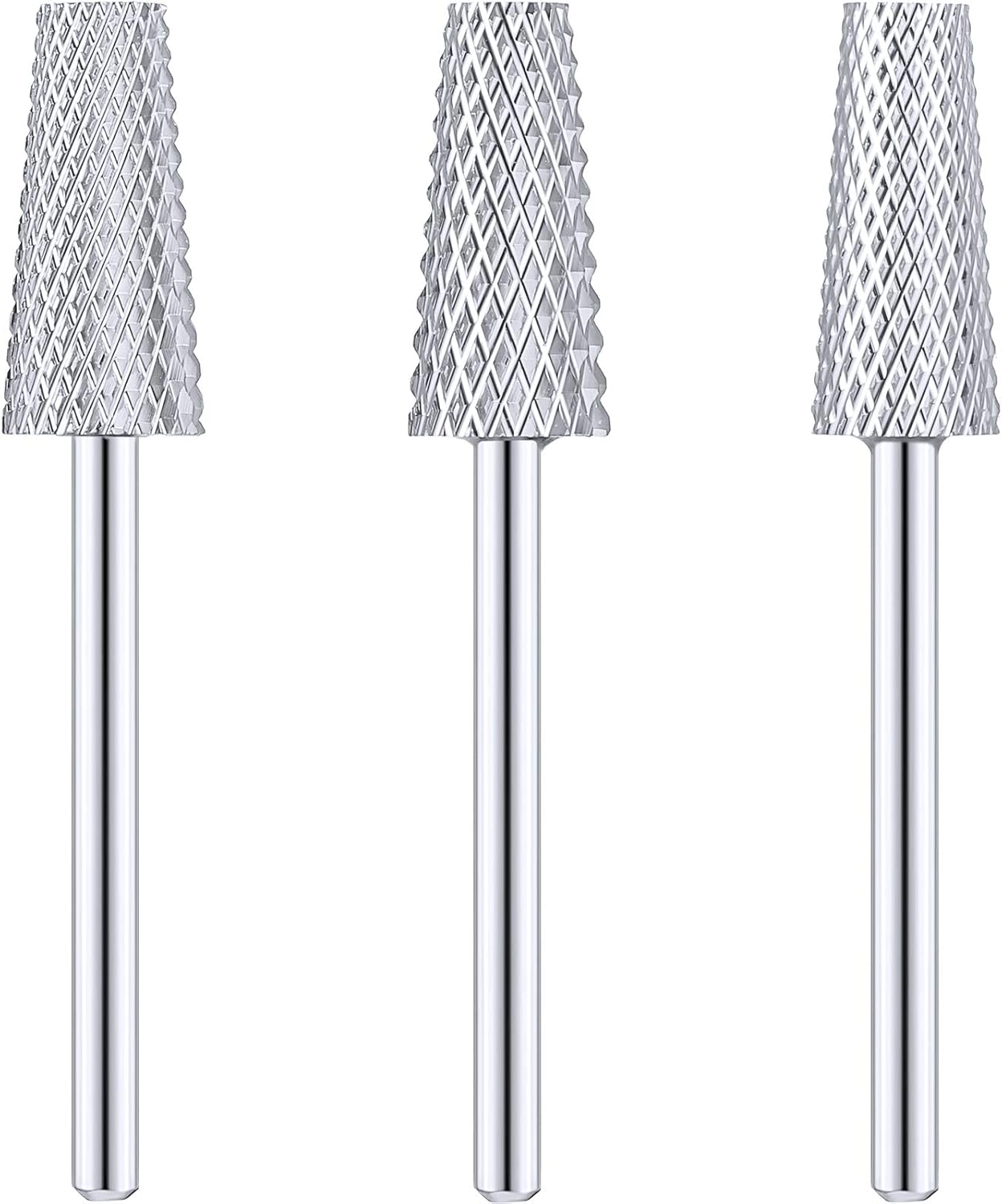 3 Pieces Tapered Barrel Carbide Nail Drill Bit, 3 Sizes Carbide Nail Drill Bit Acrylic File Cuticle, Art Tools for Gel Manicure Pedicure(Xf, F, M,Gold)