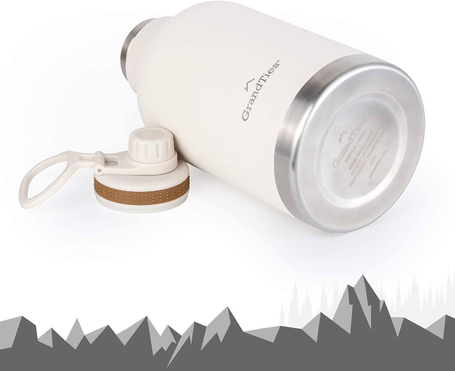 32Oz/946Ml Wide Mouth Insulated Bottle with Two Sport Lids Jumbo (Ivory White, 64Oz / 1.89L) image number 4