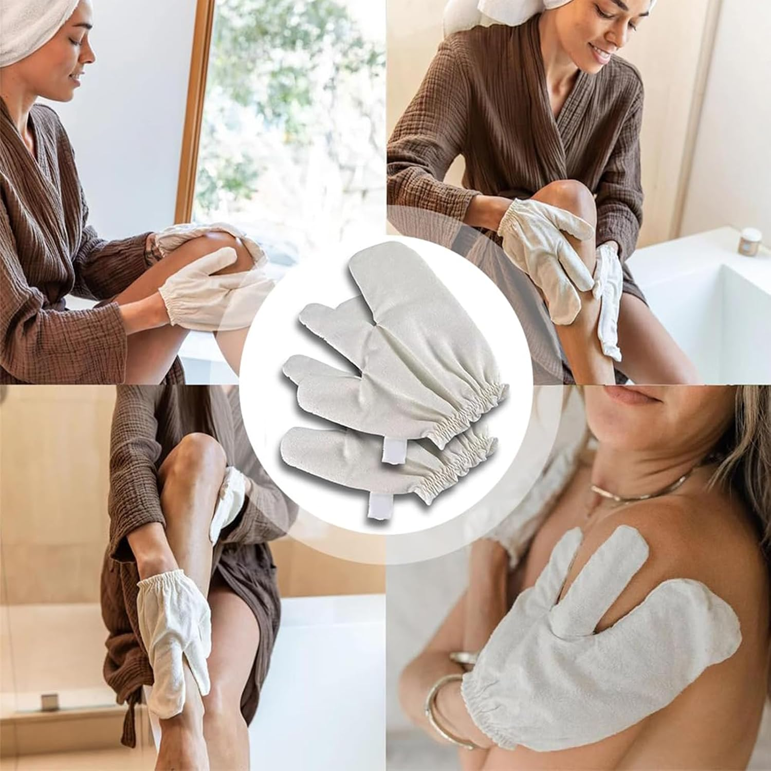 Garshana Gloves Raw Silk Massage Gloves Ayurvedic Massage, Body Exfoliating Gloves, Exfoliating Bath Massage Scrubbing Glove with Elastic Wrist Bands for Dry Brushing (2 PCS) image number 6