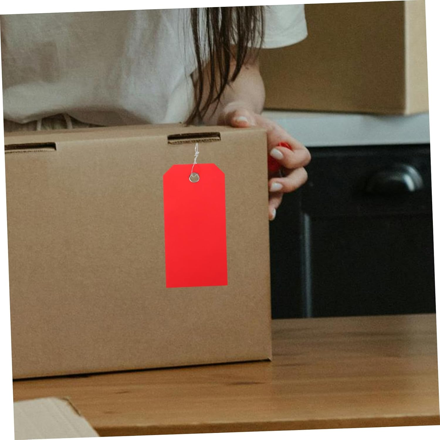 DIKACA 100Pcs Blank Shipping Tags with Wire Ties Writable PVC Luggage Tags for Suitcase and Backpack Identification Reusable Heavy Duty Shipping Hanging Labels for Travel and Inventory image number 3