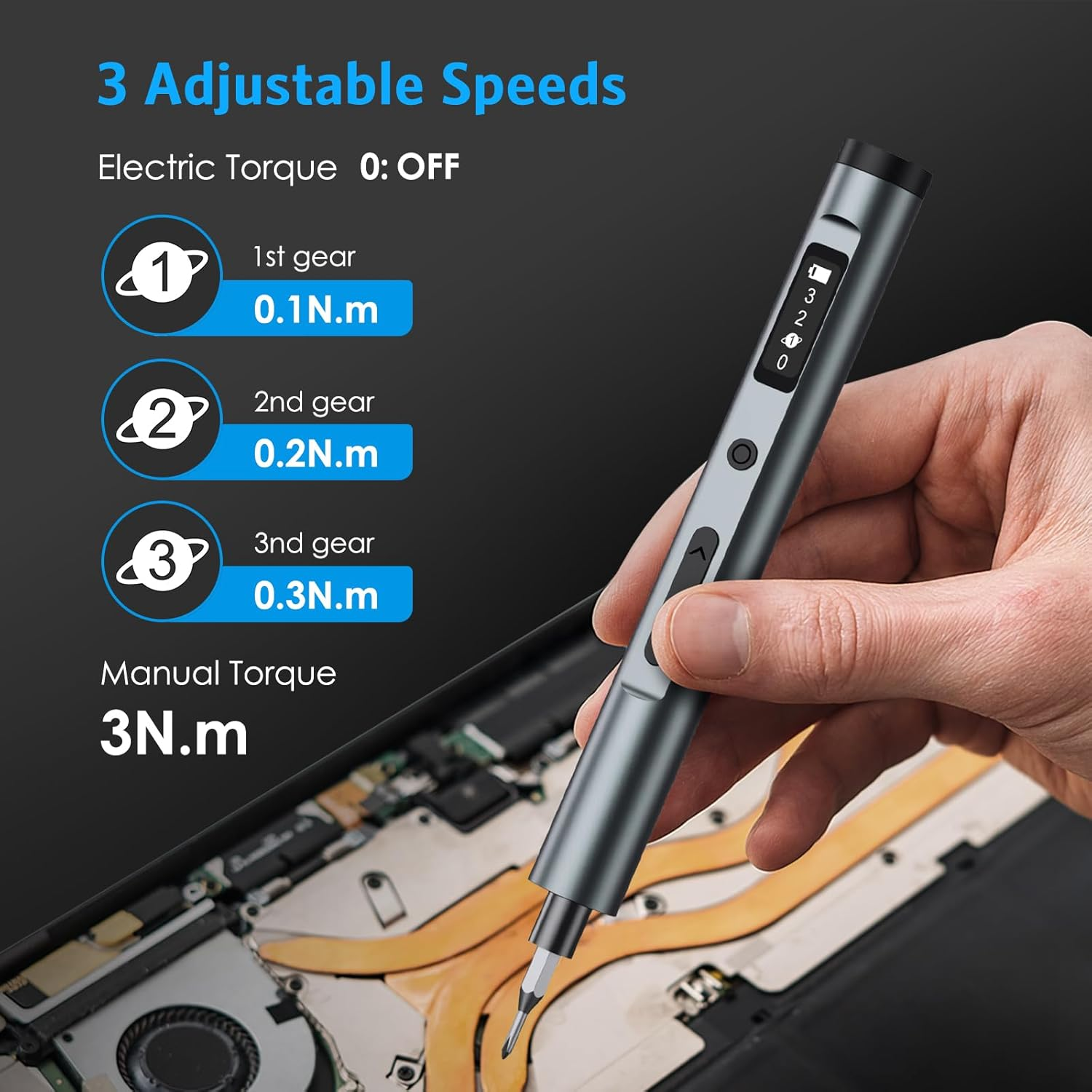 AMIR Mini Electric Screwdriver, 62-In-1 Precision Screwdriver Set with 60 Magnetic Precision Bits, 3 Torque Settings, Magnetic Storage, Repair Tool Kit with 3 LED Lights for Phone, Camera, PC, Watch image number 2