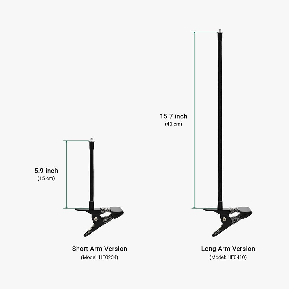 Holicfun Clip Mount for Ring, Blink, Eufy, Google Nest, Wyze, and Arlo Indoor Outdoor Cameras, 15Cm Gooseneck Arm, Flexible Adjustment, Strong Clamp, Black, 2-Pack image number 7