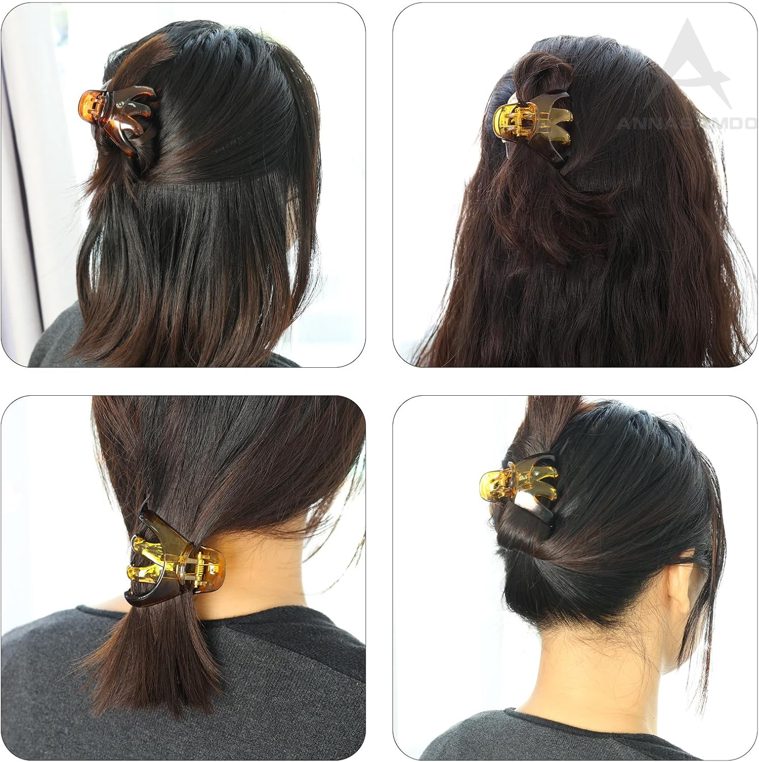 Pack of 6 Women'S Hair Clips, Hair Clips, Octopus Hair Clips, Medium Size for Thick Thin Hair, Non-Slip Vintage Hair Accessory for Women (Black & Coffee & Brown) image number 4