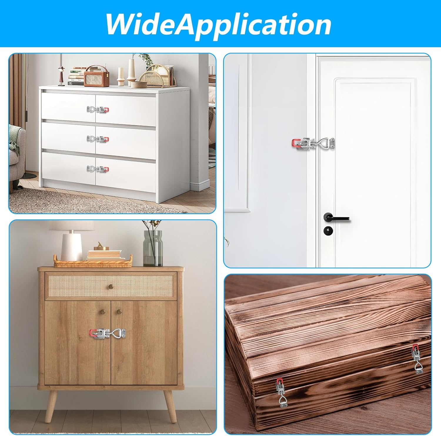 Pack of 6 Crate Lock Tension Clasp, Metal Snap Closure, Side Wall Lock, Adjustable Lever Lock, Lever Lock for Boxes, Cupboards, Locking Hooks, Door Latches, Holds 100 Kg image number 4