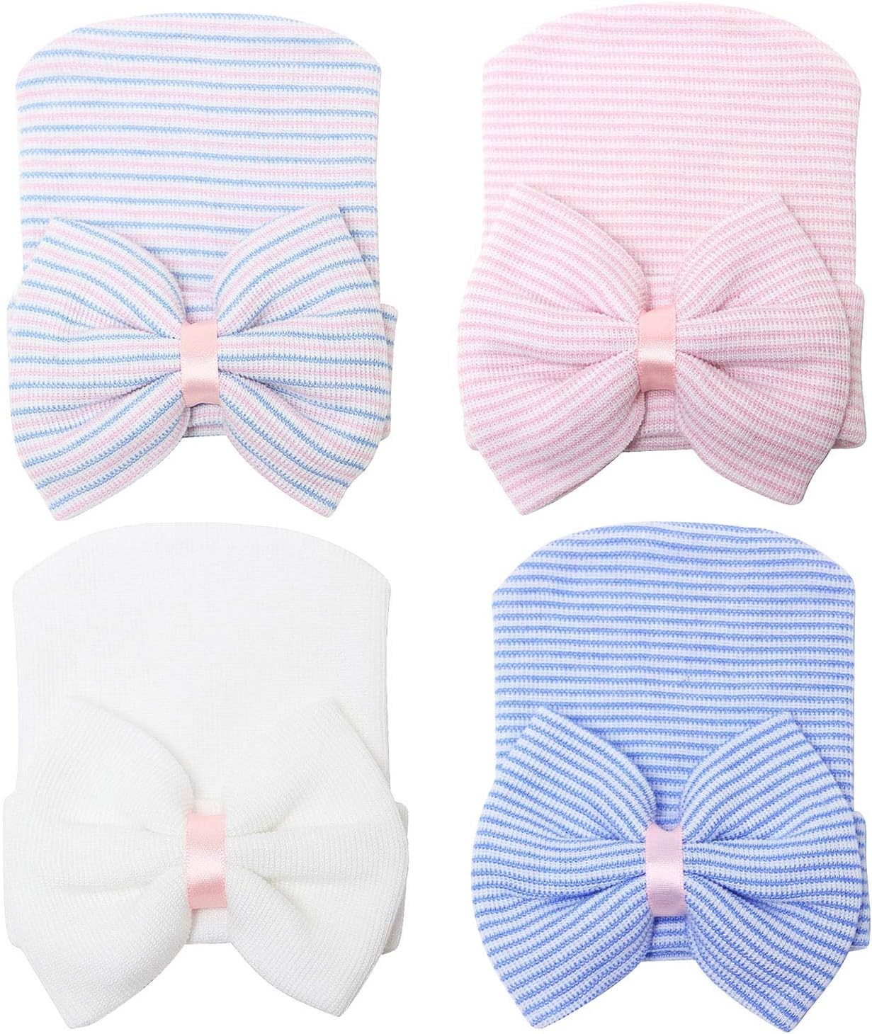 Sarfel Newborn Hats for Girls Hospital Hat Baby Girl Bows and Headbands Infant Beanie Nursery Caps