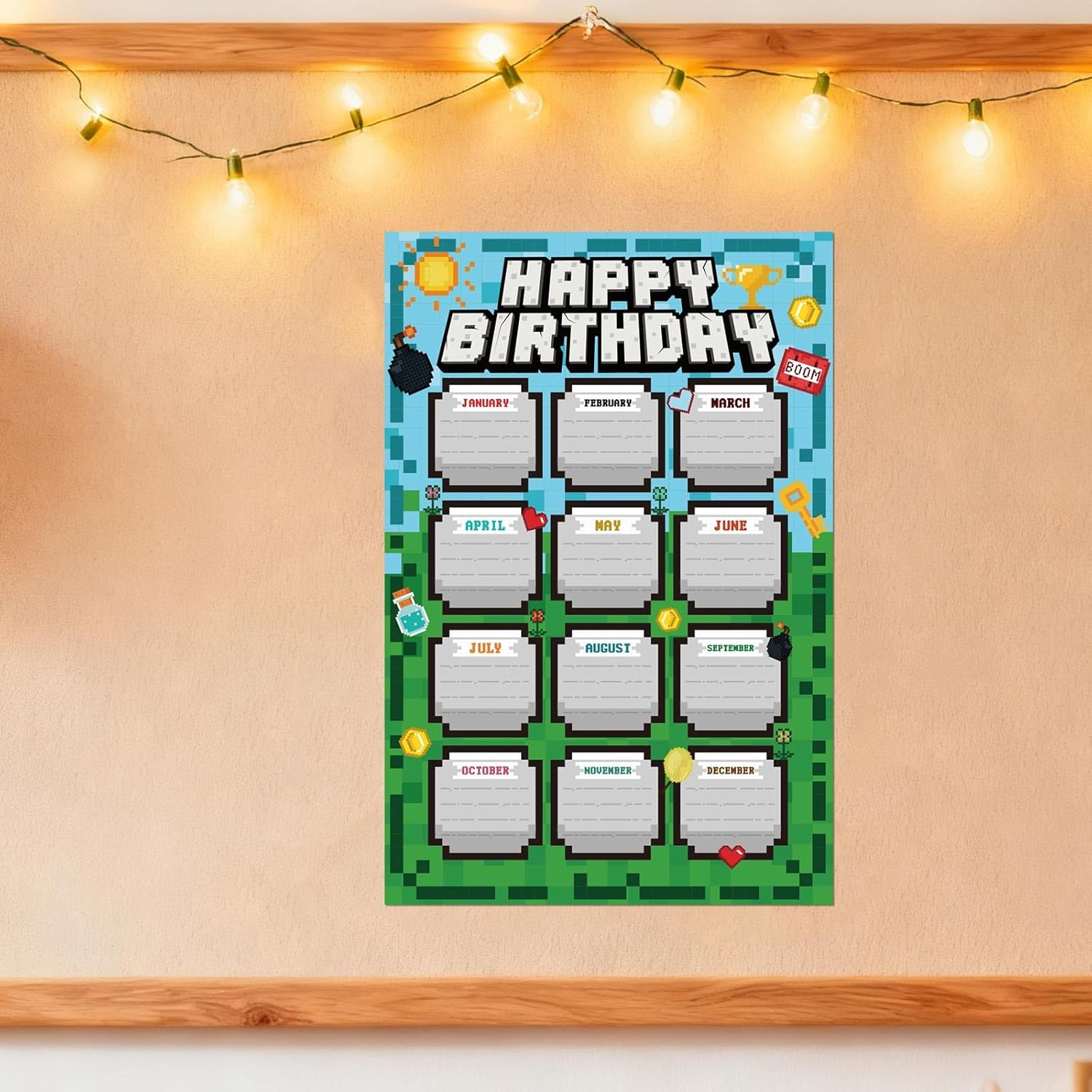 SAVITA 4Pcs Happy Birthday Calendar Chart, Reusable Birthday Calendar Poster Classroom Bulletin Board Decor for Back to School Teacher Supplies Wall Decoration image number 3