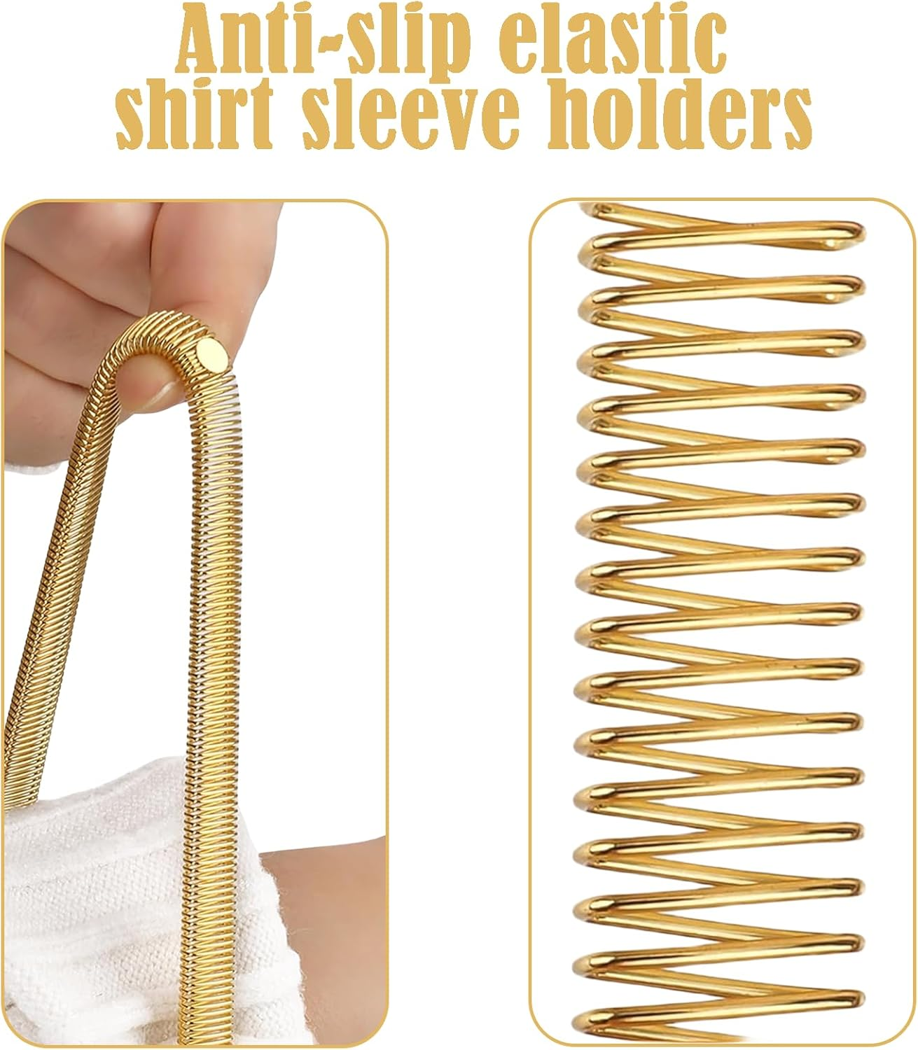 6PCS Anti-Slip Arm Cuff & Sleeve Garters for Women and Men, Arm Bands for Sleeves in Black, Silver and Gold image number 5