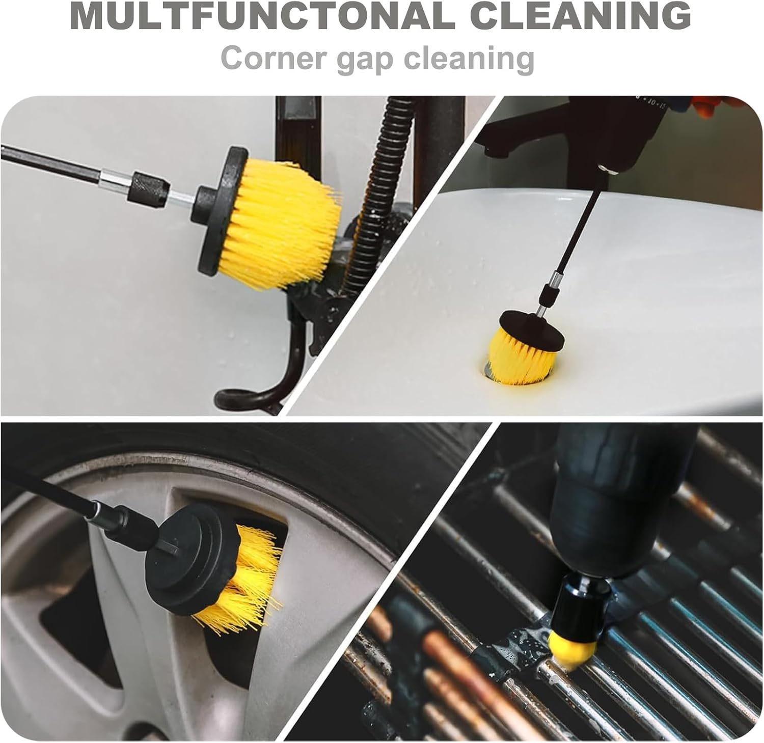 5Pcs Drill Brush Attachment Power Scrubber Cleaning Brush Car Wheel Polishing Sponge Set, for Floor, Tub, Shower, Tile, Bathroom and Kitchen Surface image number 2