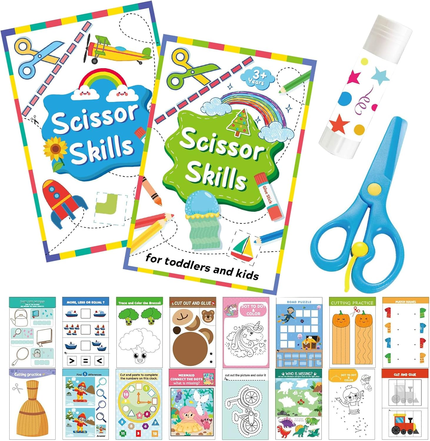 Montessori Preschool Busy Paper Cutting Book for Toddlers Ages 3 - Preschool Learning Scissor Skills Activity Sticker Book - Gifts for 3 Year Old Boys - 4 Year Old Girl Birthday image number 2