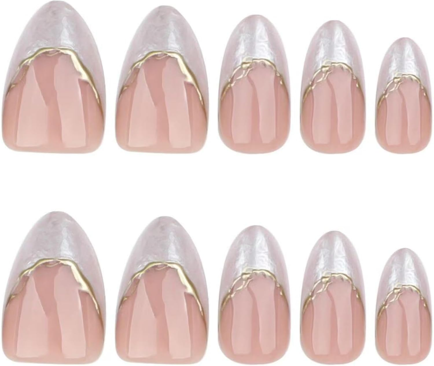 KAVI' S 24 Pcs Almond Stick on Nails, Glitter Pink Press on Nails Medium Length, Stiletto Acrylic Fake Nails with Jelly Adhesive Tabs for Women Girls Nails Art image number 2