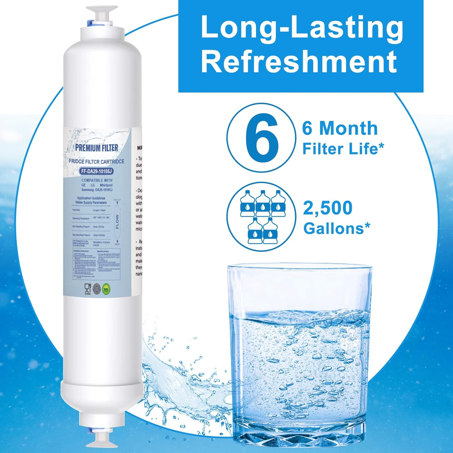 Anmumu Inline Water Filter for Ice Maker,Refrigerator,Under-Sink Reverse Osmosis Water System,Inline Carbon Filter Replacement Cartridge with 1/4" Quick-Connect Convenience(4Pack)