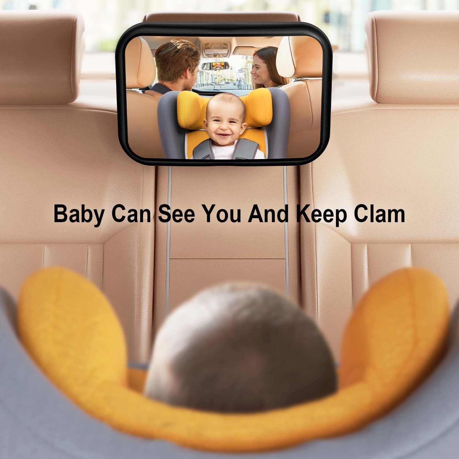 Baby Car Mirror - Rear-Facing Seat, Clip on Back Seat, 360&deg; Adjustable, Shatterproof, Essential for Newborns image number 5